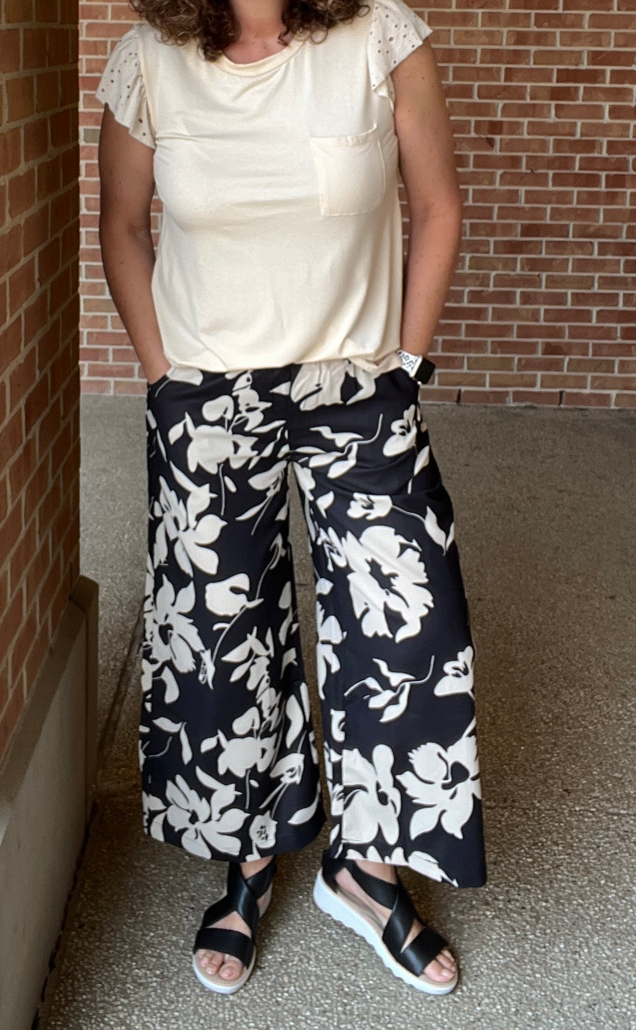 Flower Print Wide Leg Pants