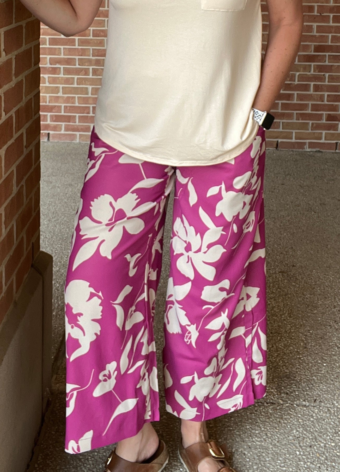 Flower Print Wide Leg Pants