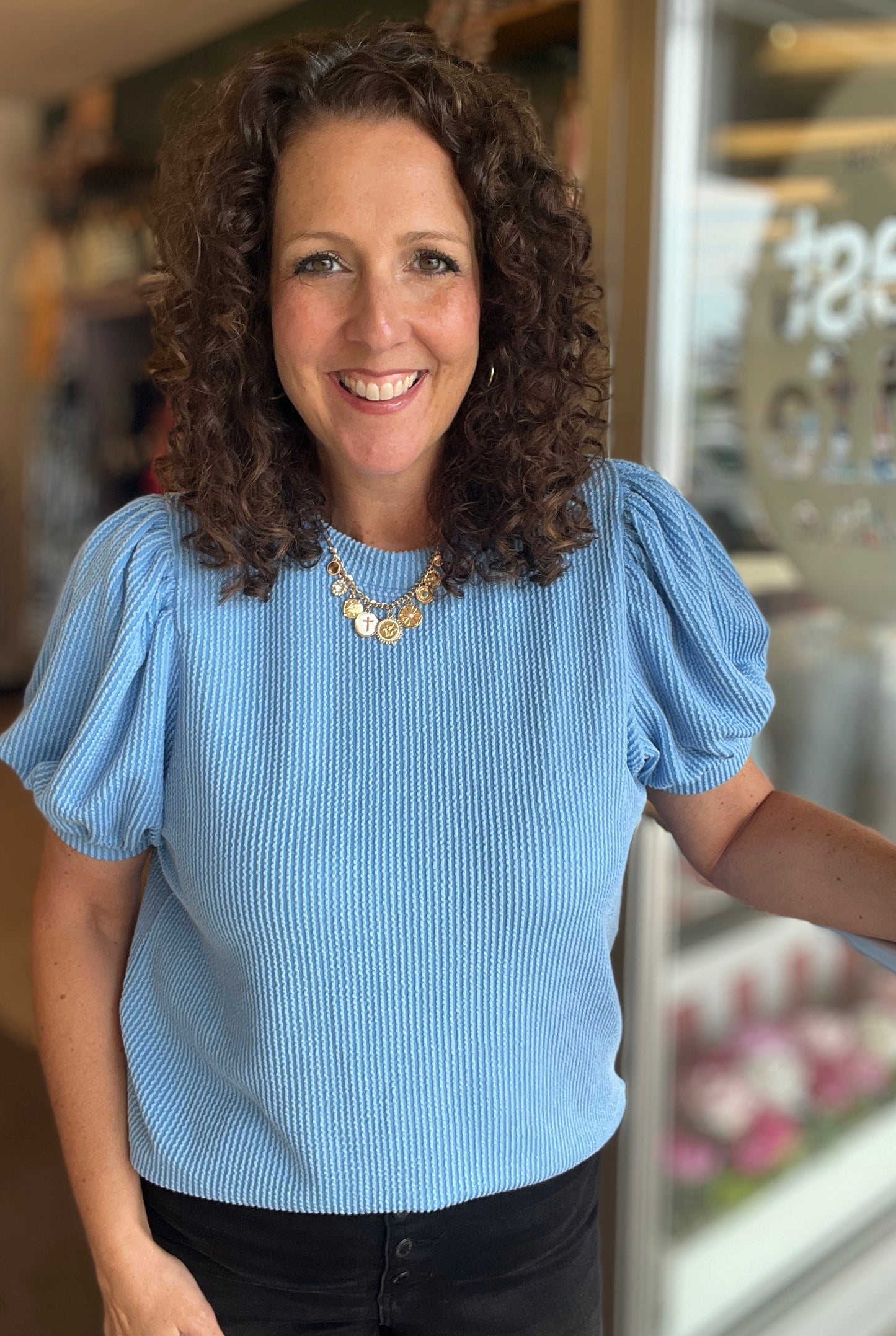 Corded Puff Sleeve Top