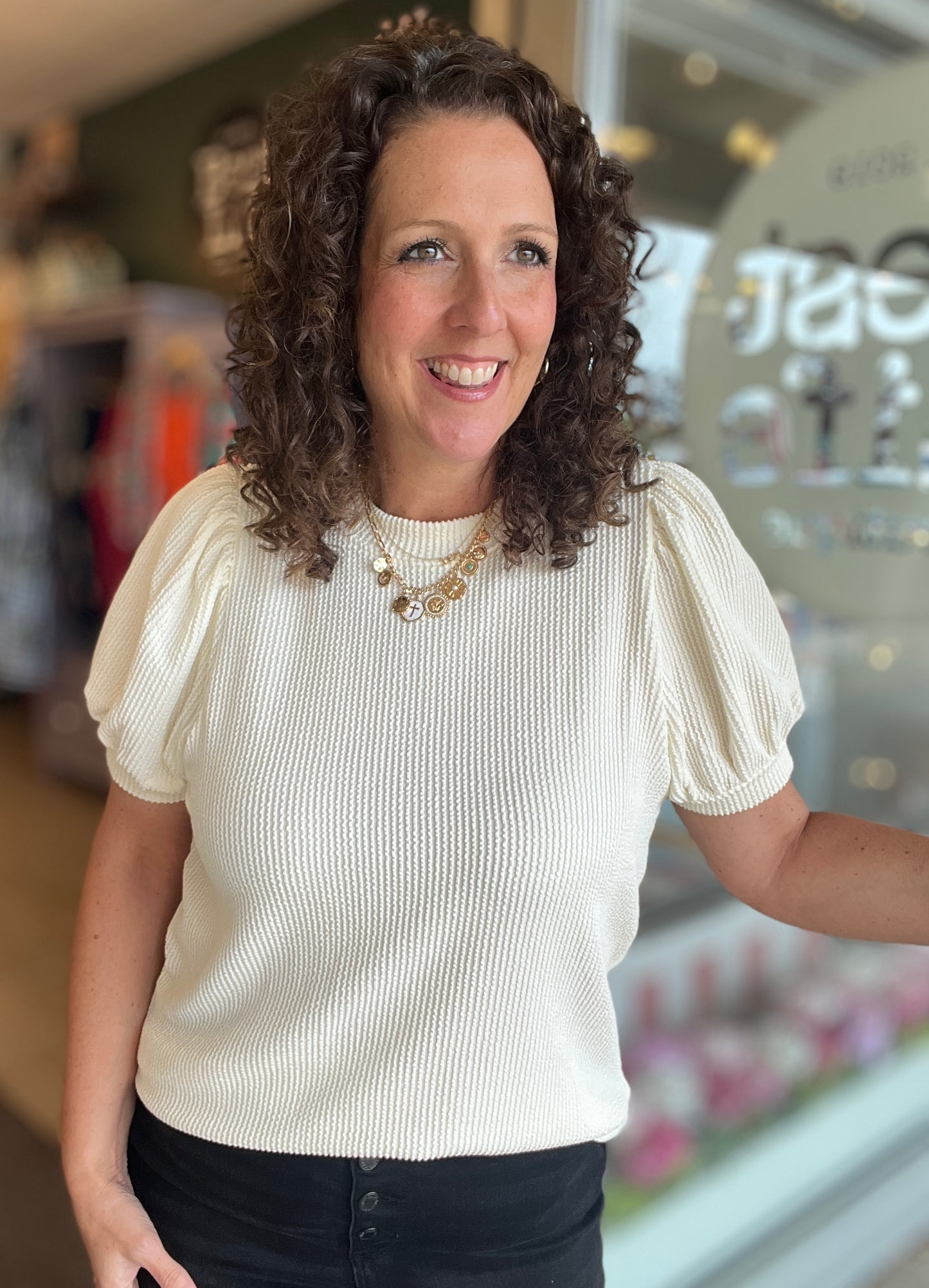 Corded Puff Sleeve Top