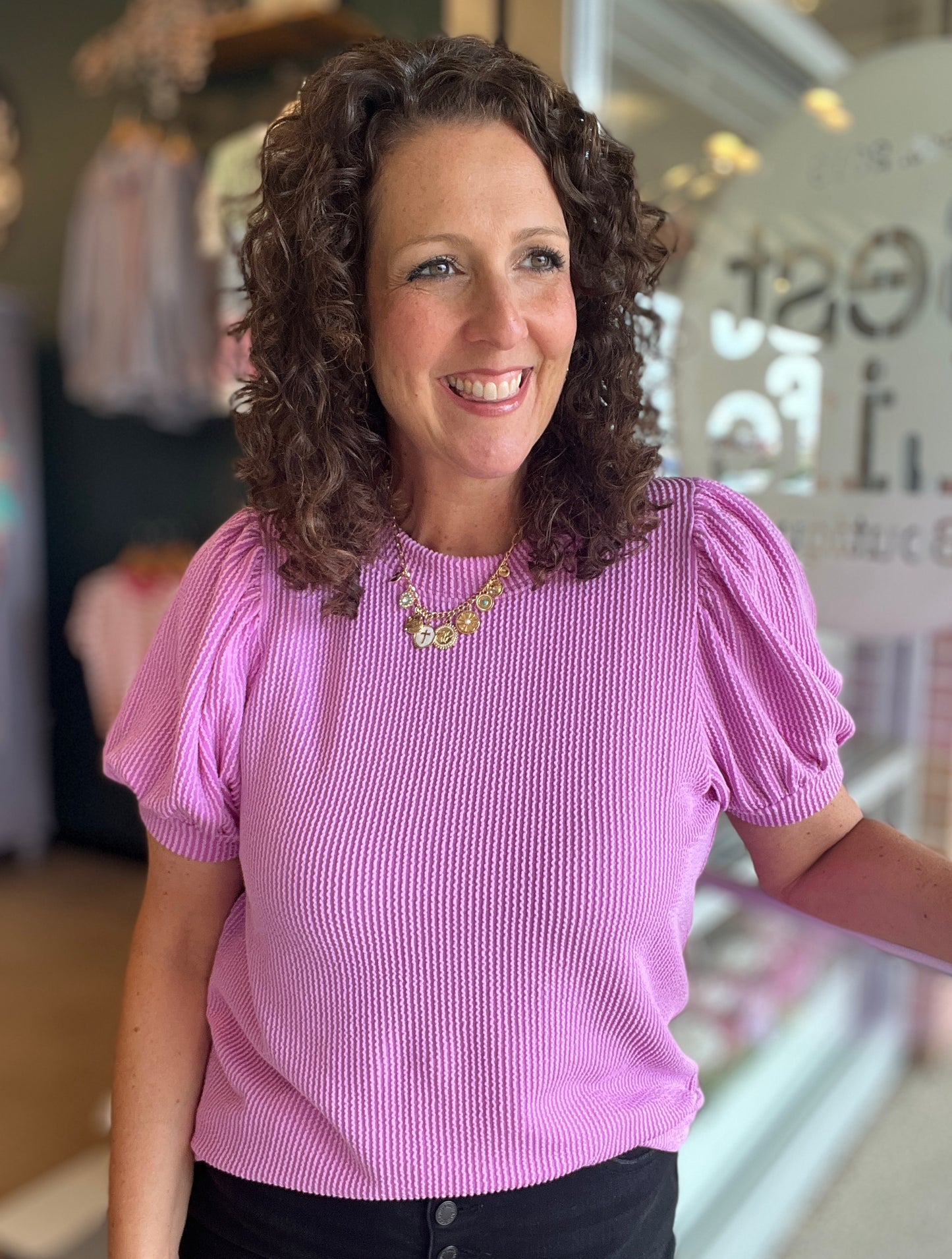 Corded Puff Sleeve Top