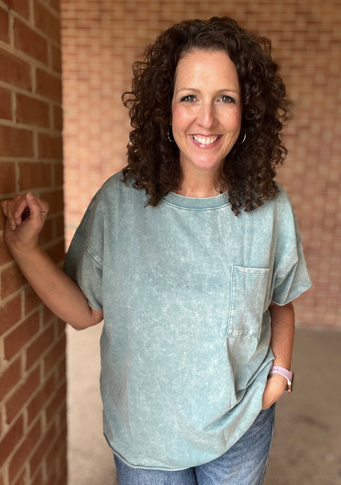 French Terry Washed Raw Edge Top