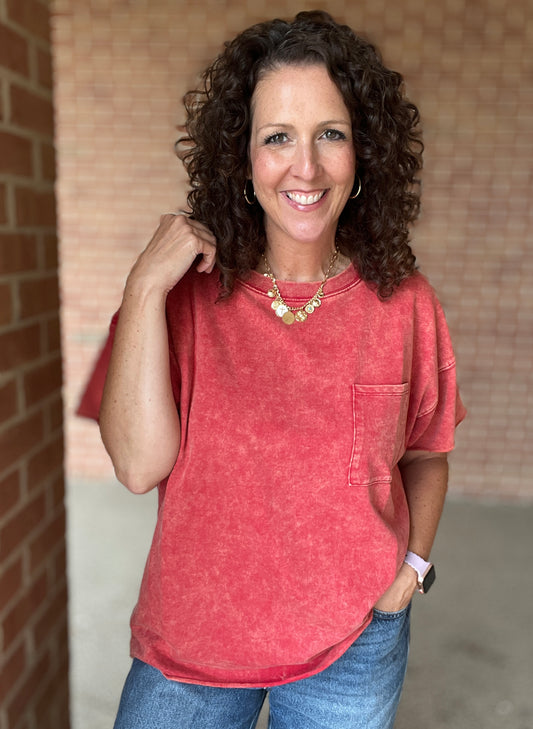 French Terry Washed Raw Edge Top