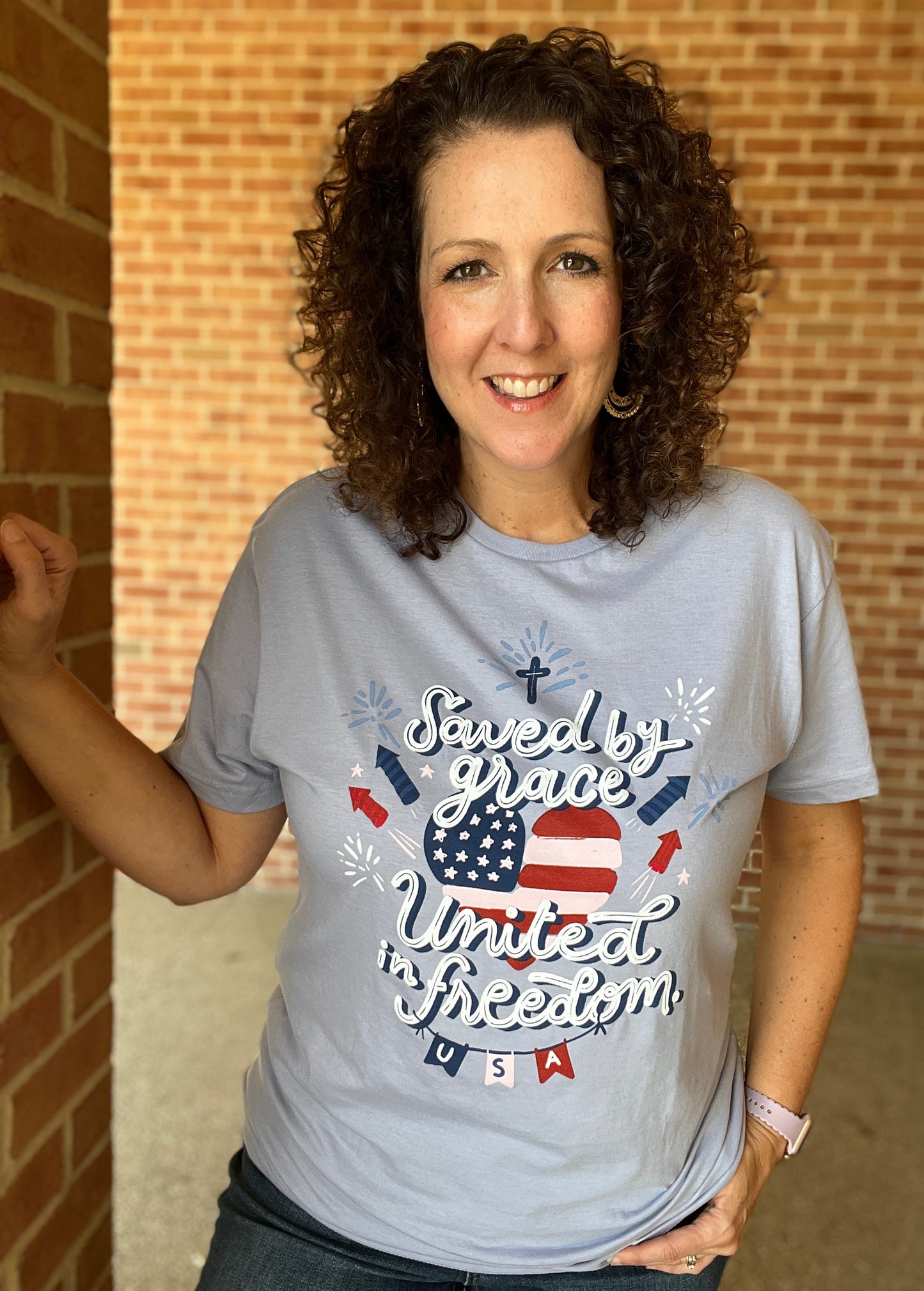 SAVED BY GRACE UNITED IN FREEDOM Graphic Tee