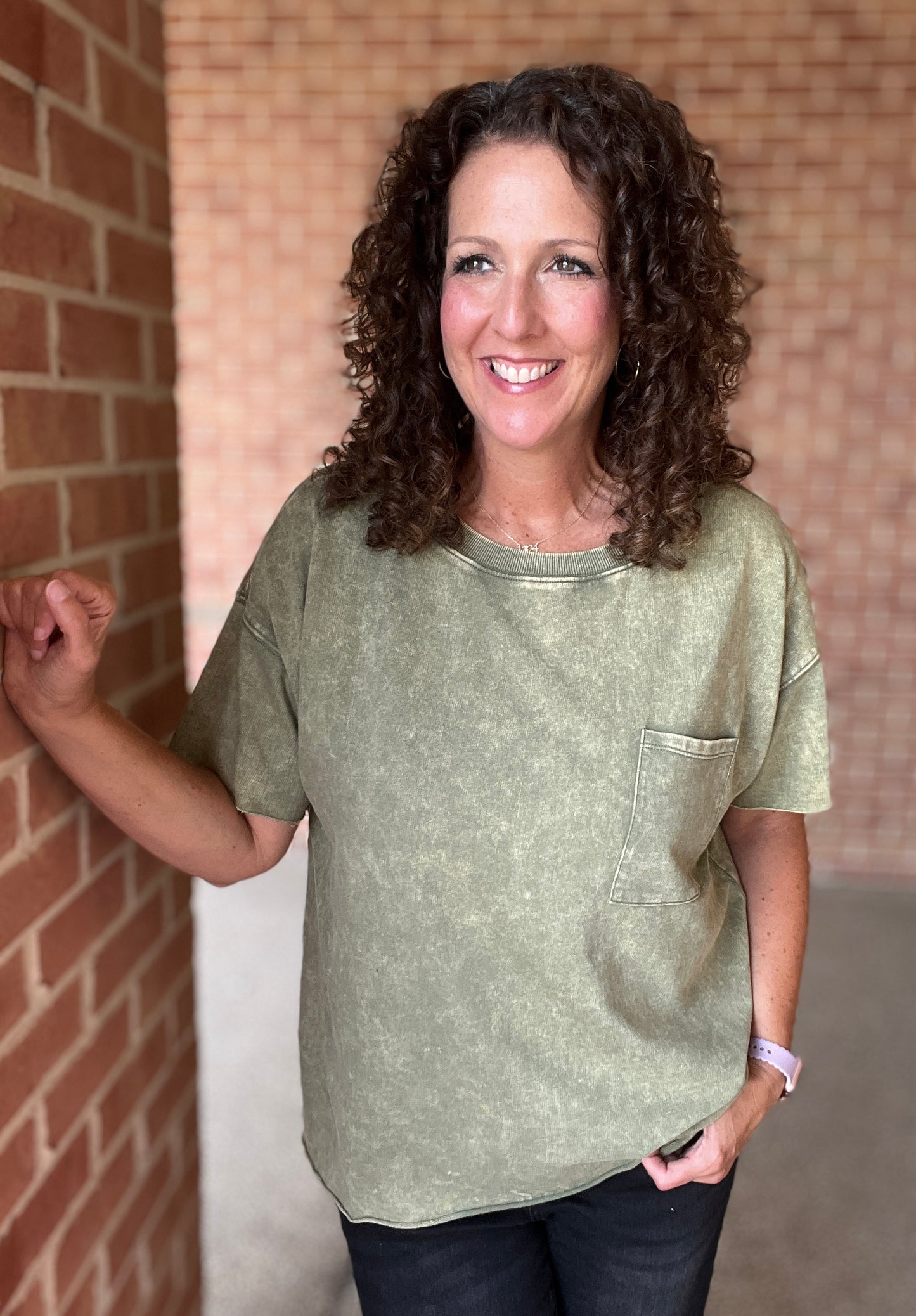 French Terry Washed Raw Edge Top