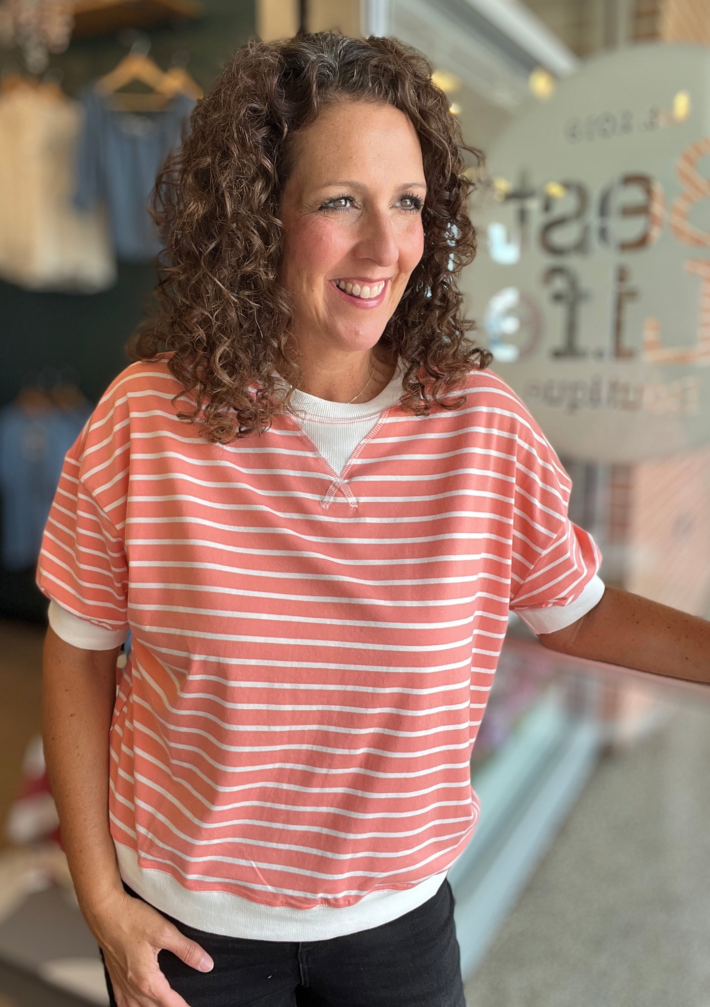 Banded Striped Pullover