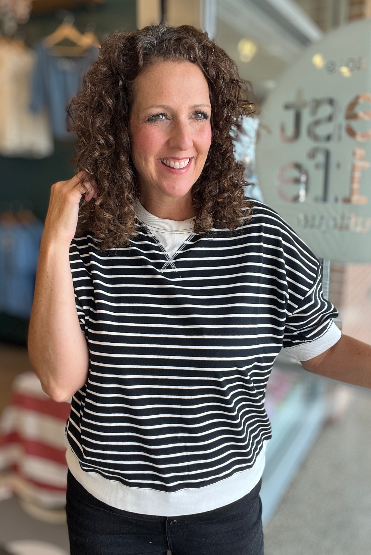 Banded Striped Pullover