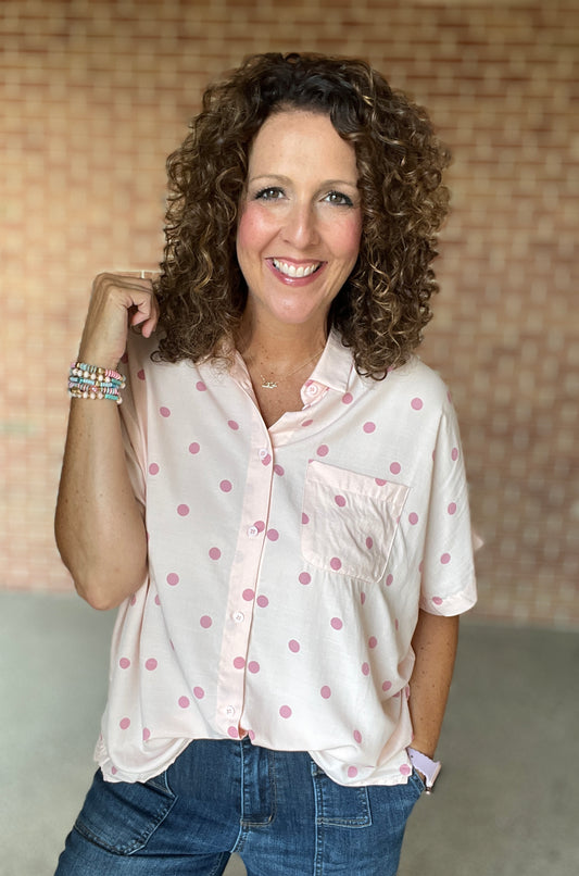 Polka Dot Button Down Top