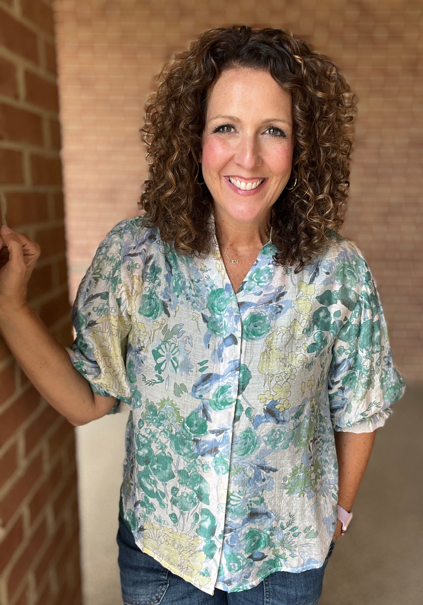 Soft Floral Button Down Top