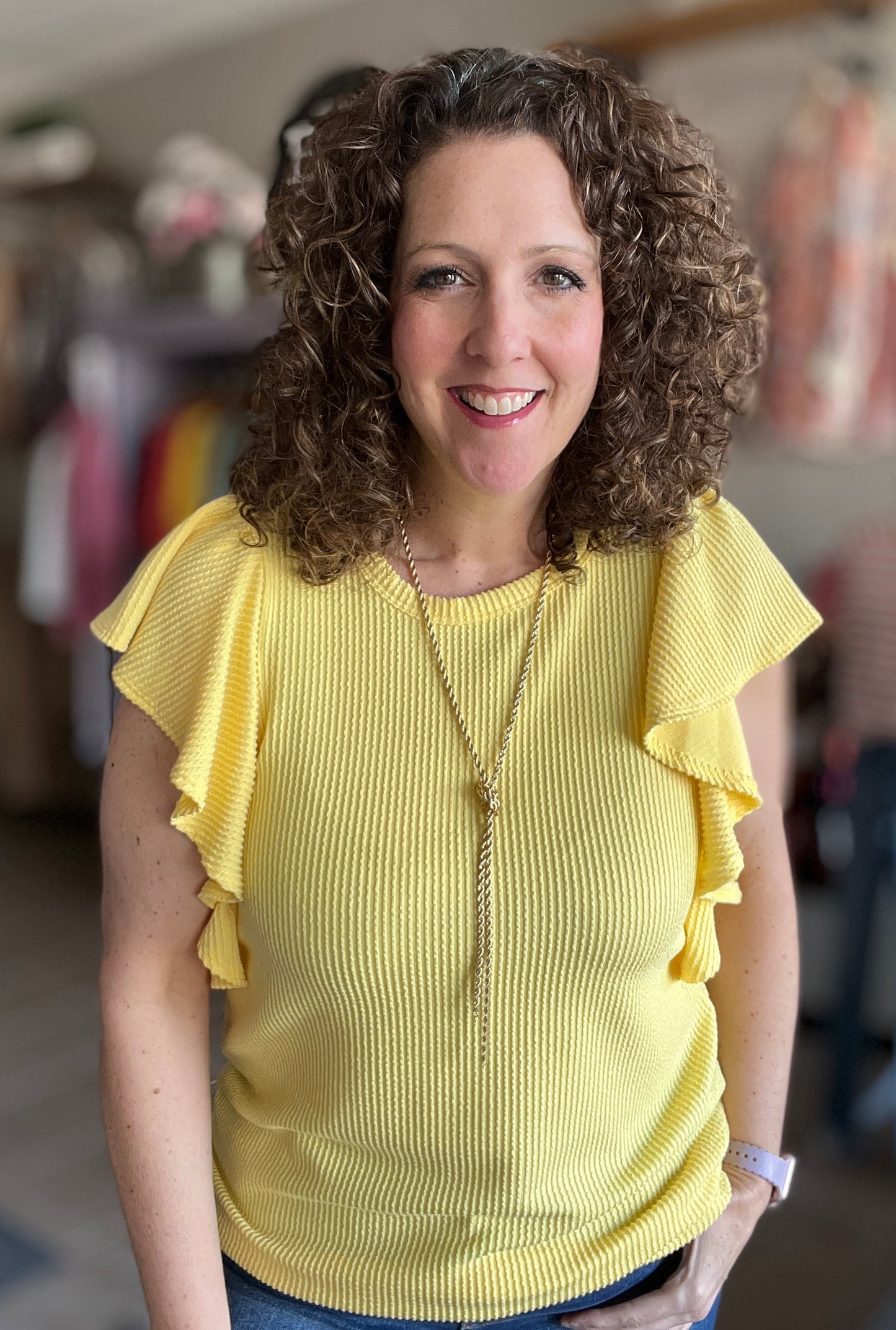 Corded Ruffle Sleeve Top
