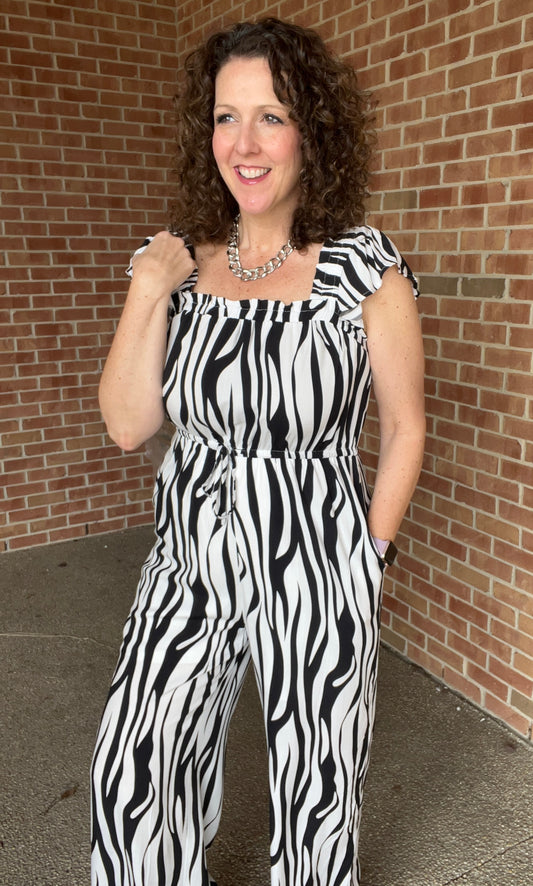 Black & White Printed Jumpsuit