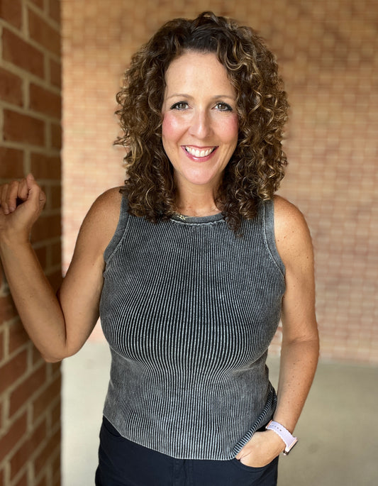 Washed Ribbed Sweater Tank