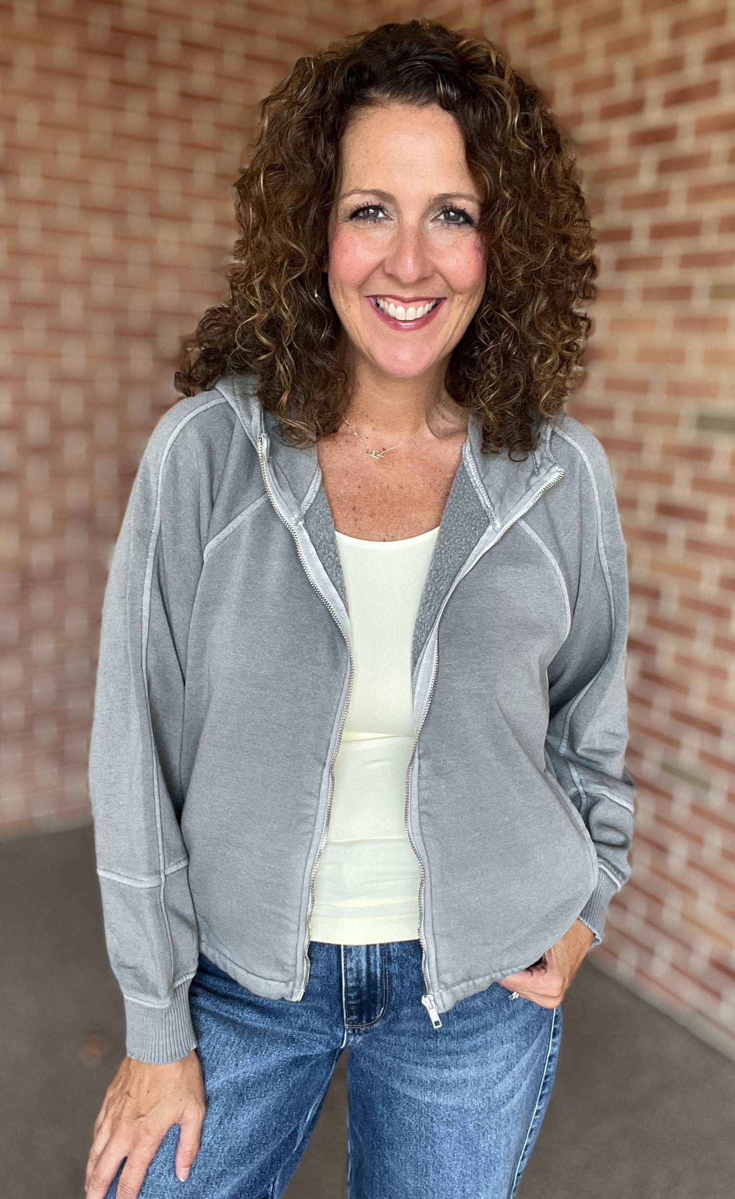 Fleece Pigment Dyed Zip Front Hoodie