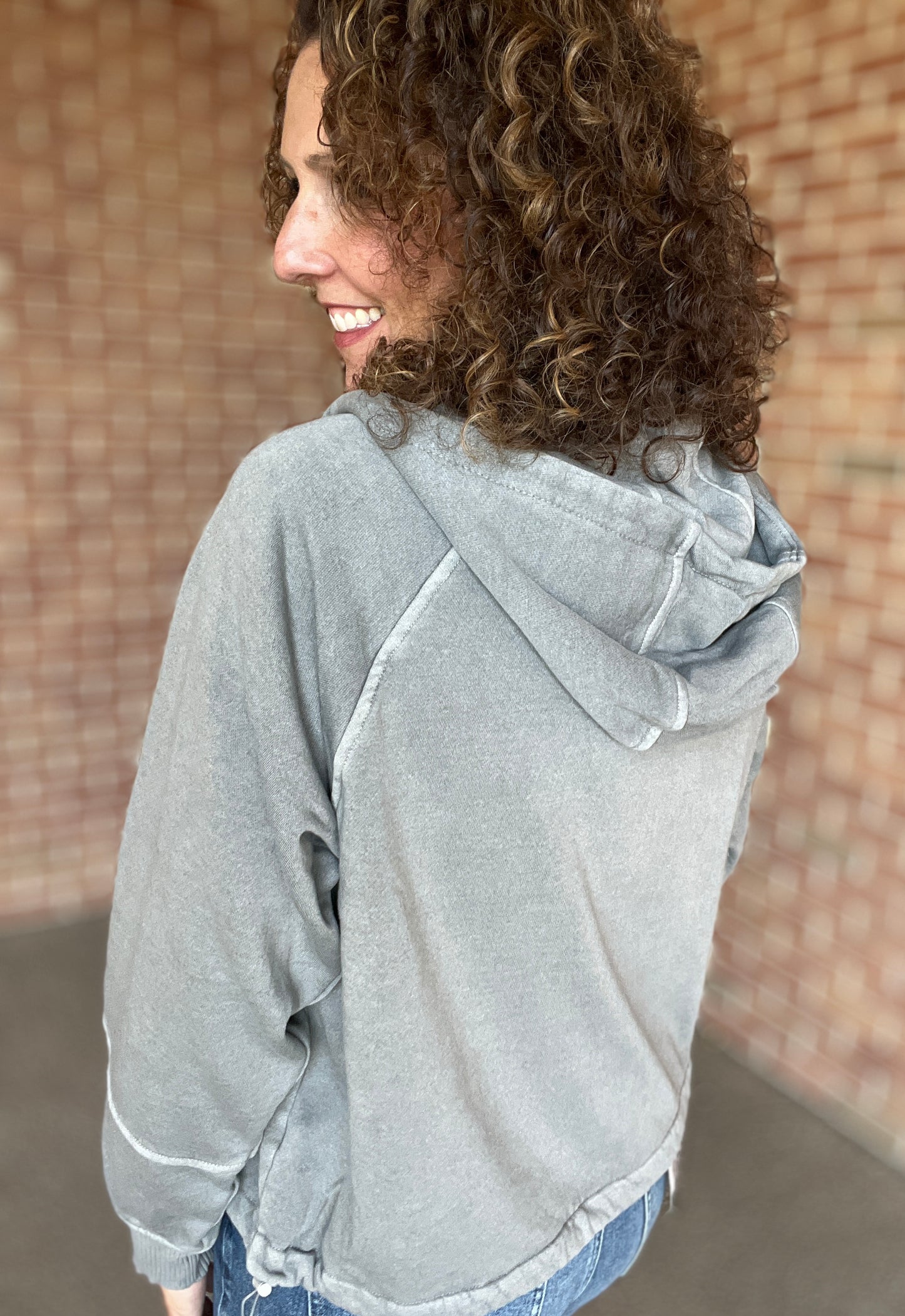 Fleece Pigment Dyed Zip Front Hoodie