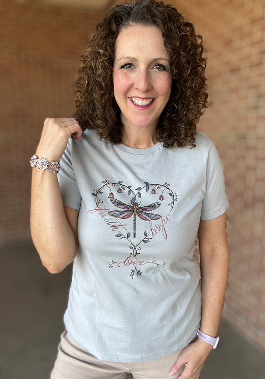 FAITH HOPE LOVE DRAGONFLY Graphic Tee