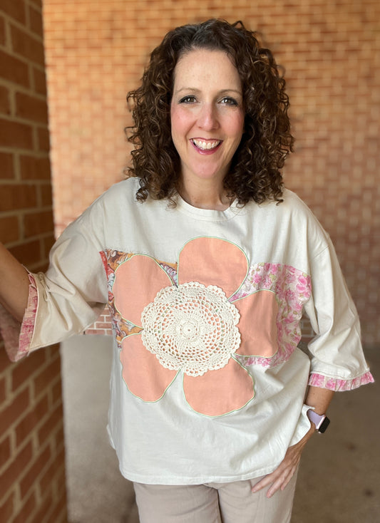 Crochet Flower Patch Top