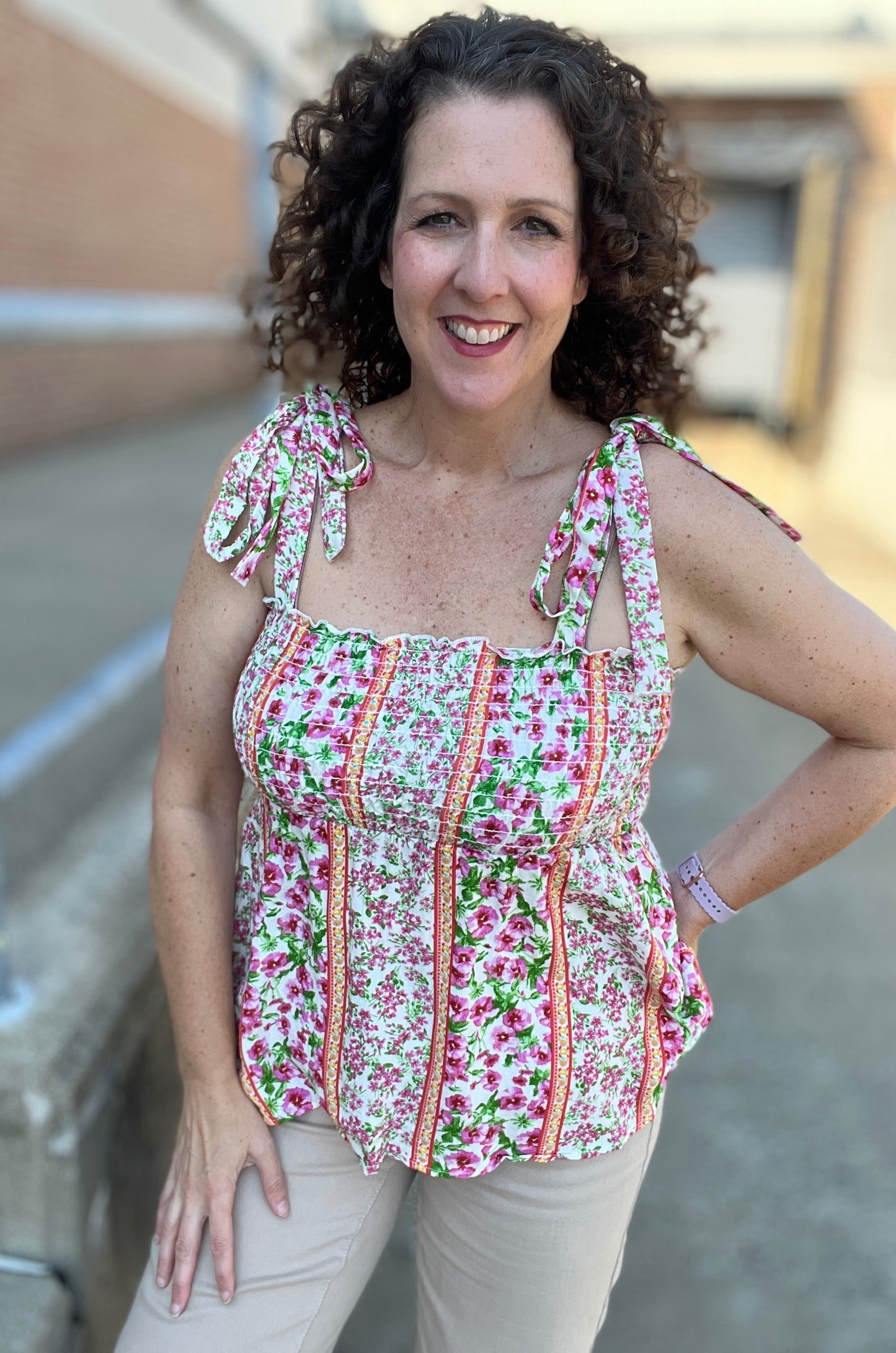 Floral Smocked Babydoll Tank