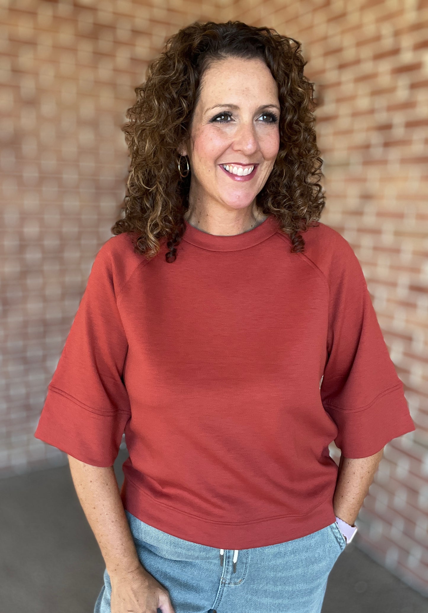 3/4 Sleeve Scuba Pullover