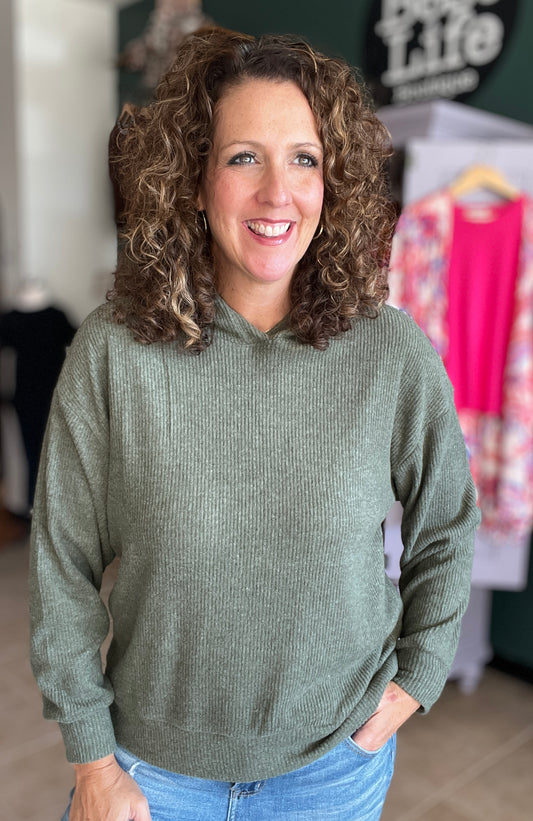 Brushed Hacci Knit Pullover Hoodie