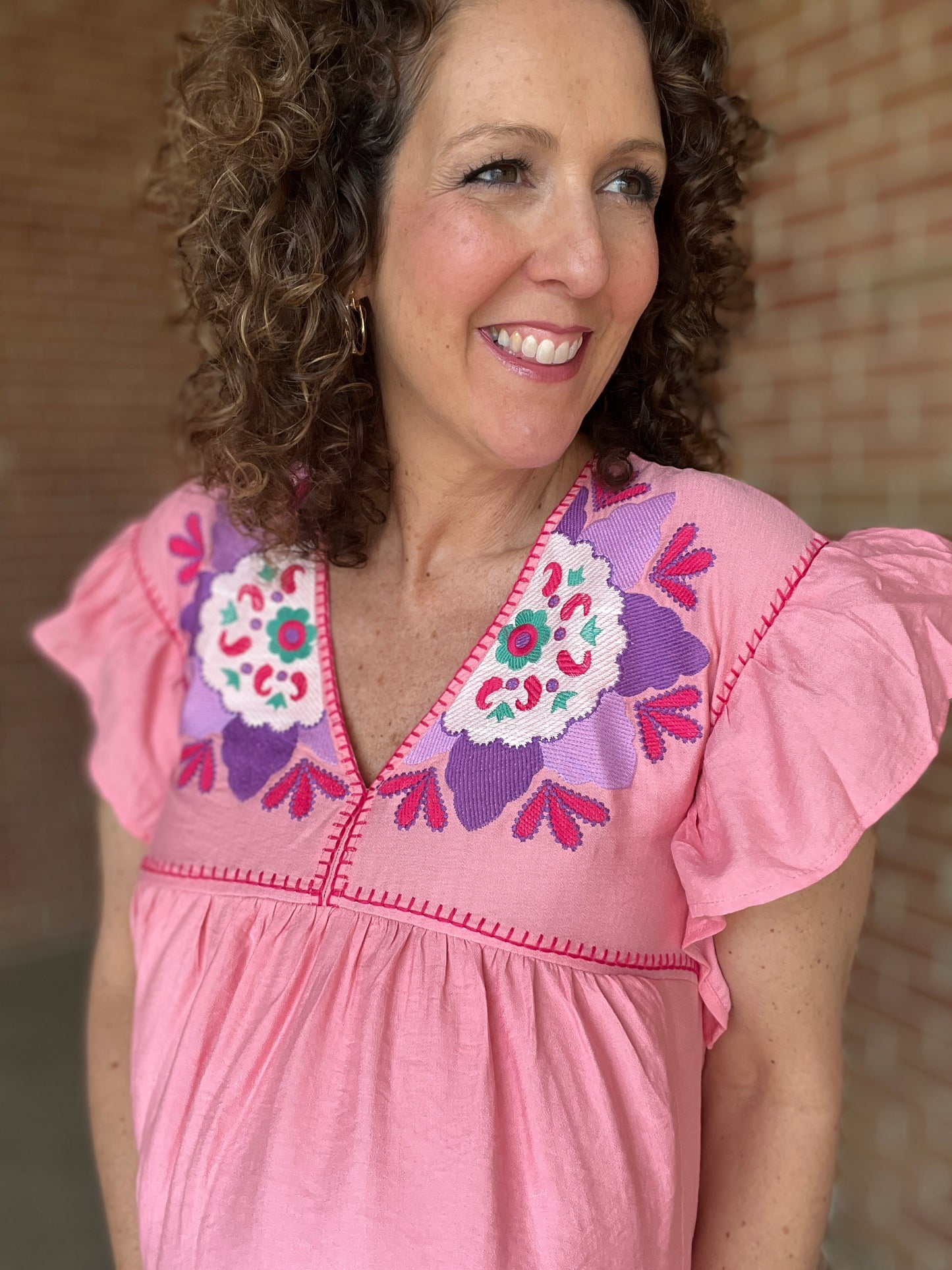 Bold Embroidered Yoke Top
