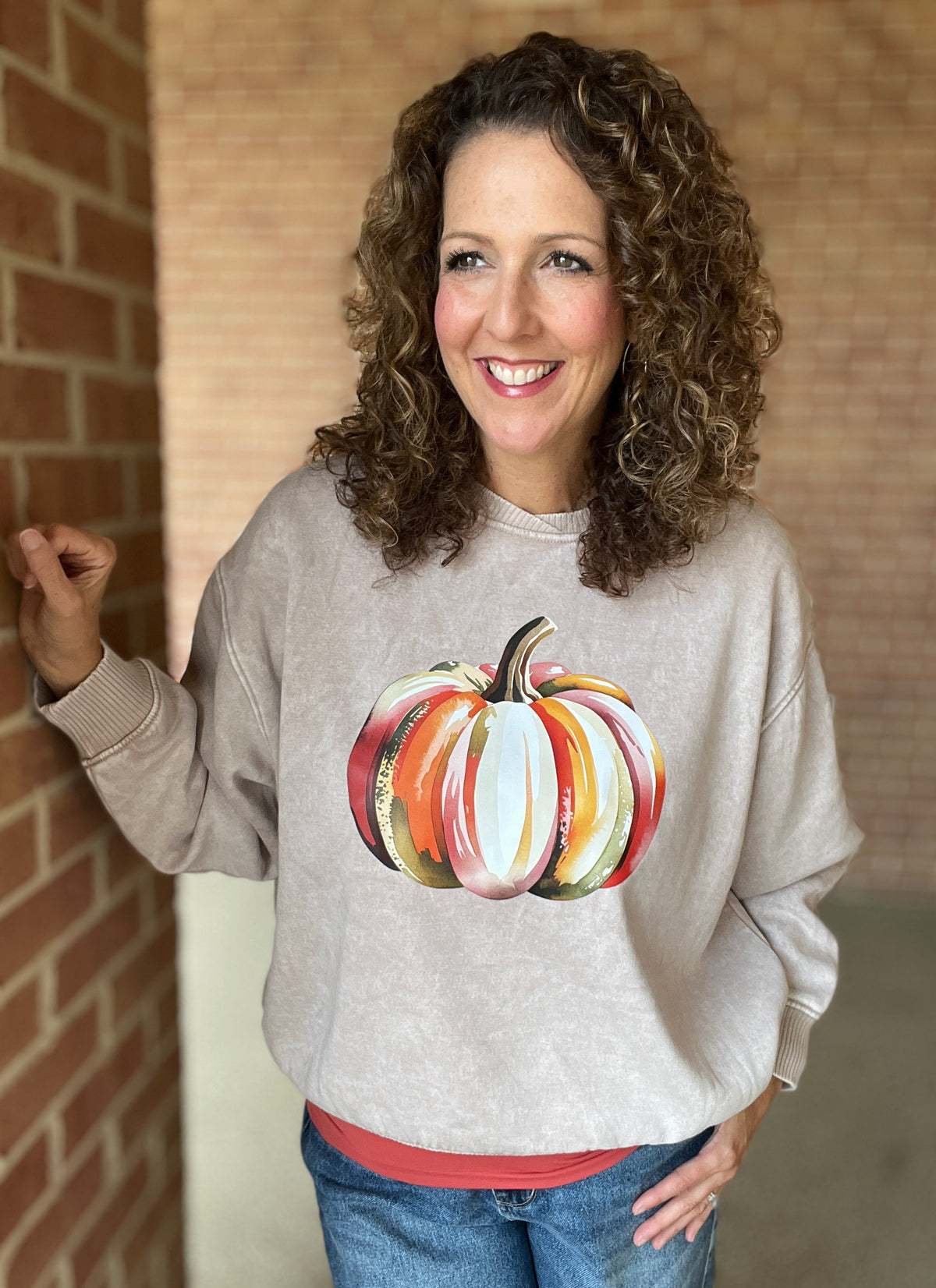 PAINTED PUMPKIN Acid Wash Sweatshirt