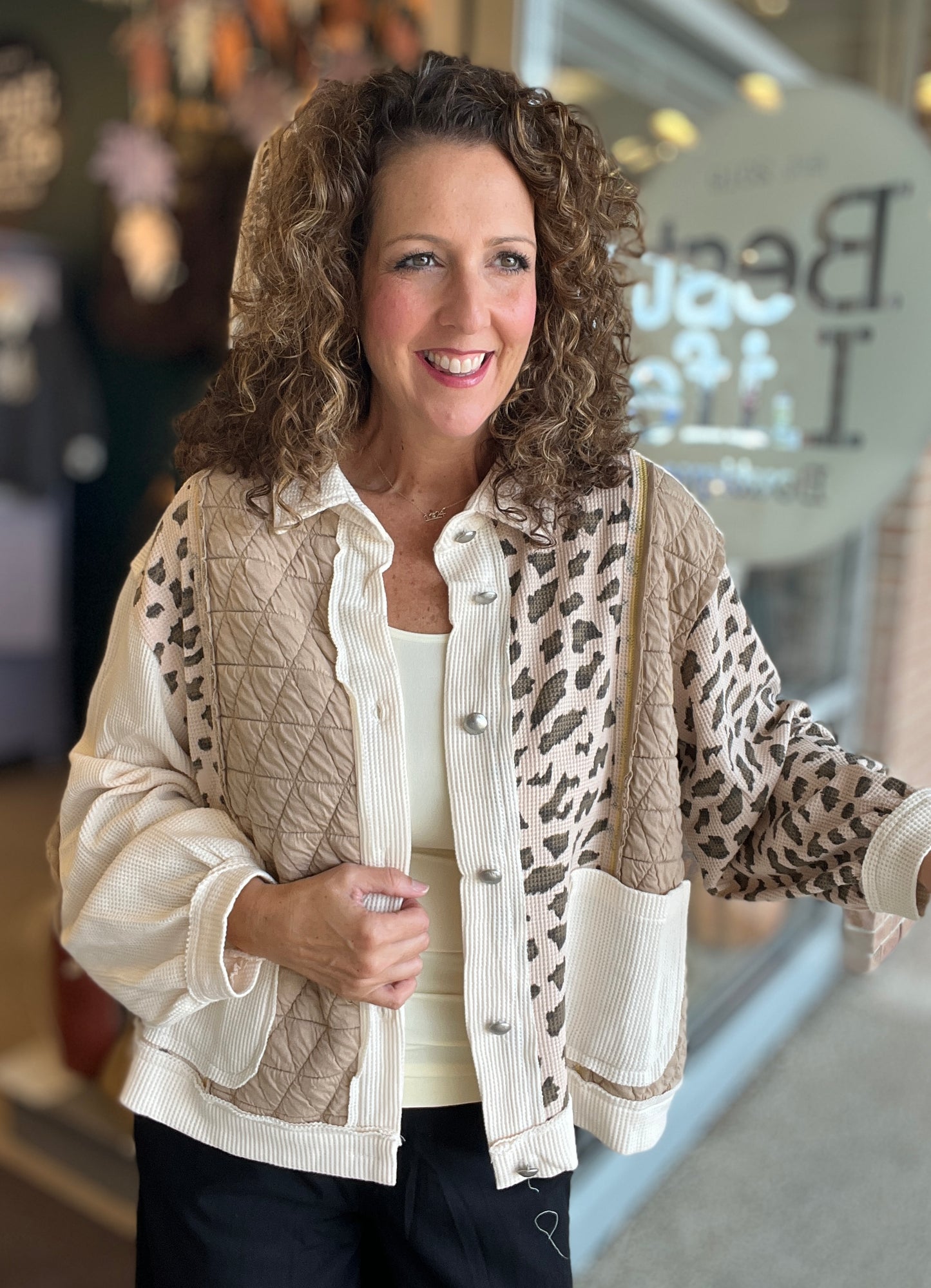 Quilted & Patched Leopard Jacket