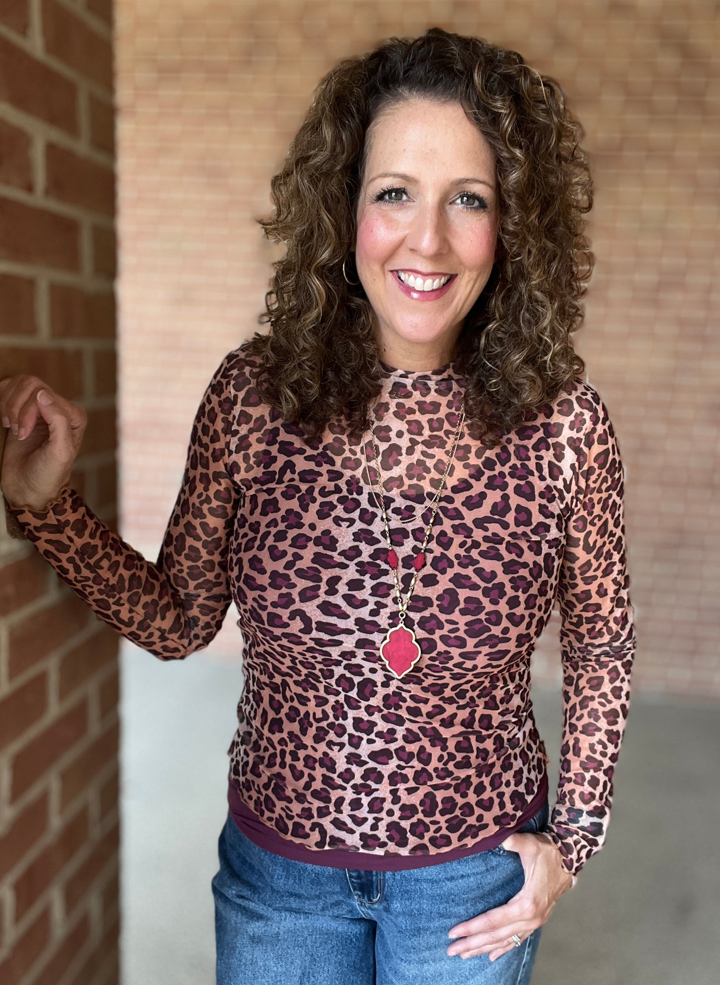 Leopard Mesh Fitted Top
