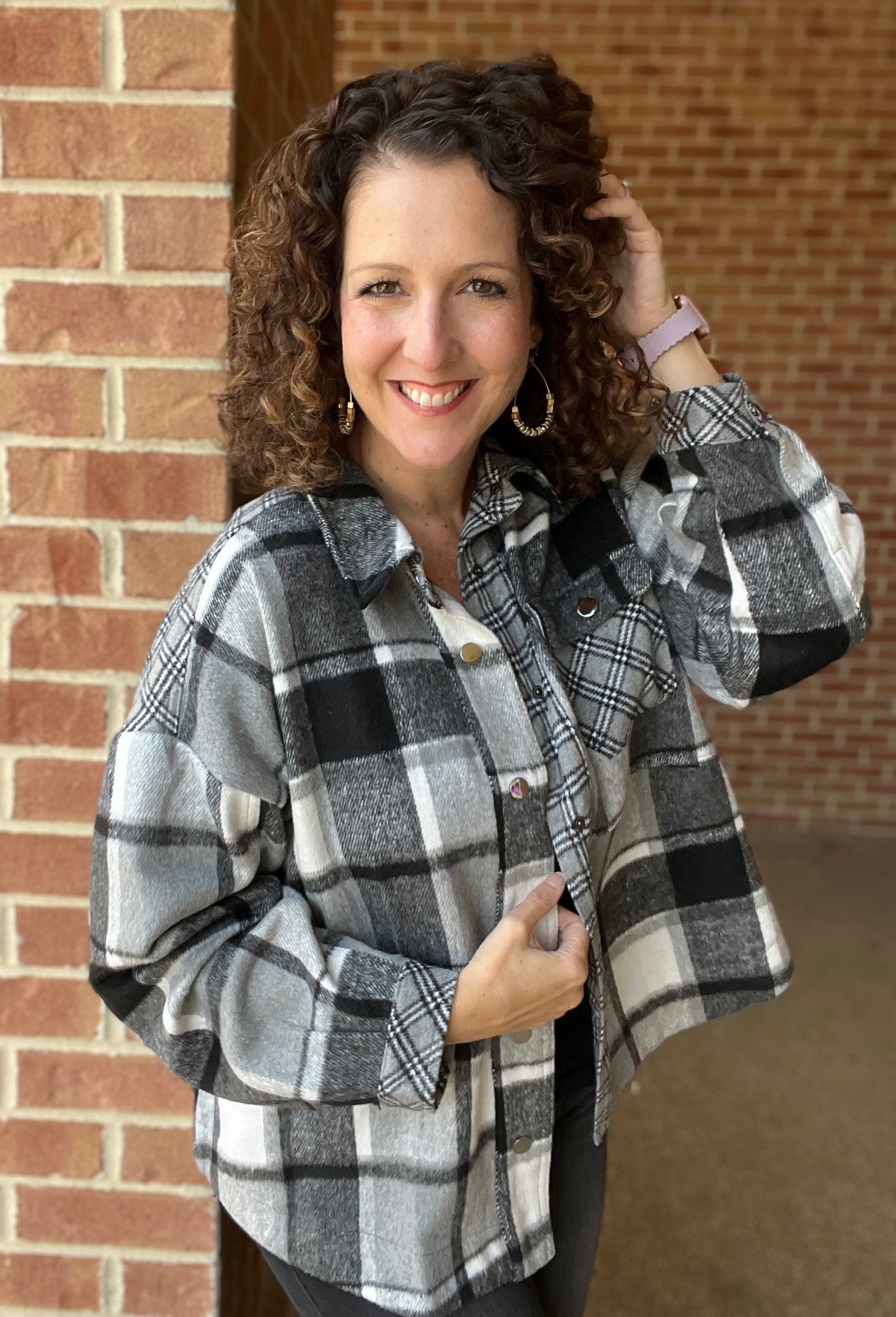 Mixed Plaid Shacket with Chest Pockets