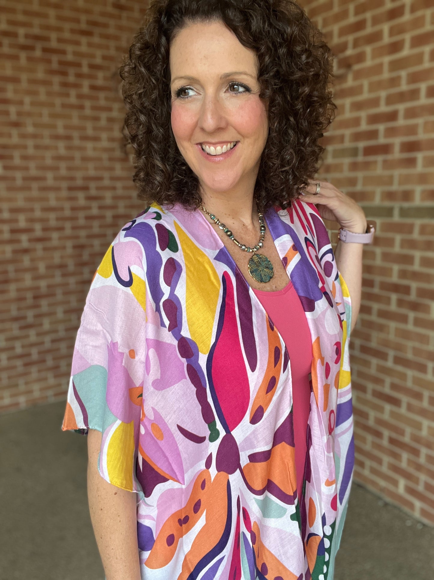 Lavender Floral Kimono with Tassels