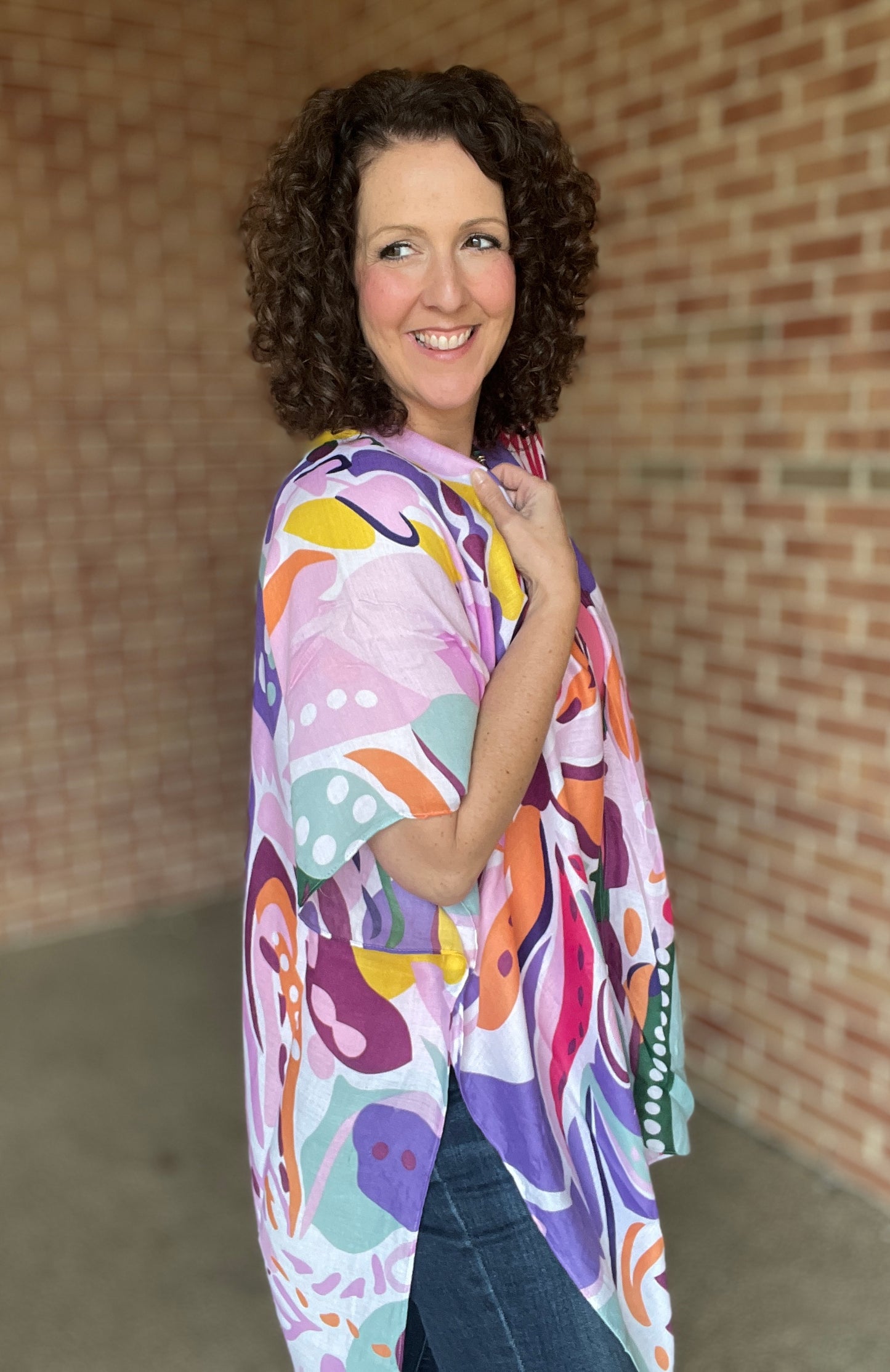 Lavender Floral Kimono with Tassels