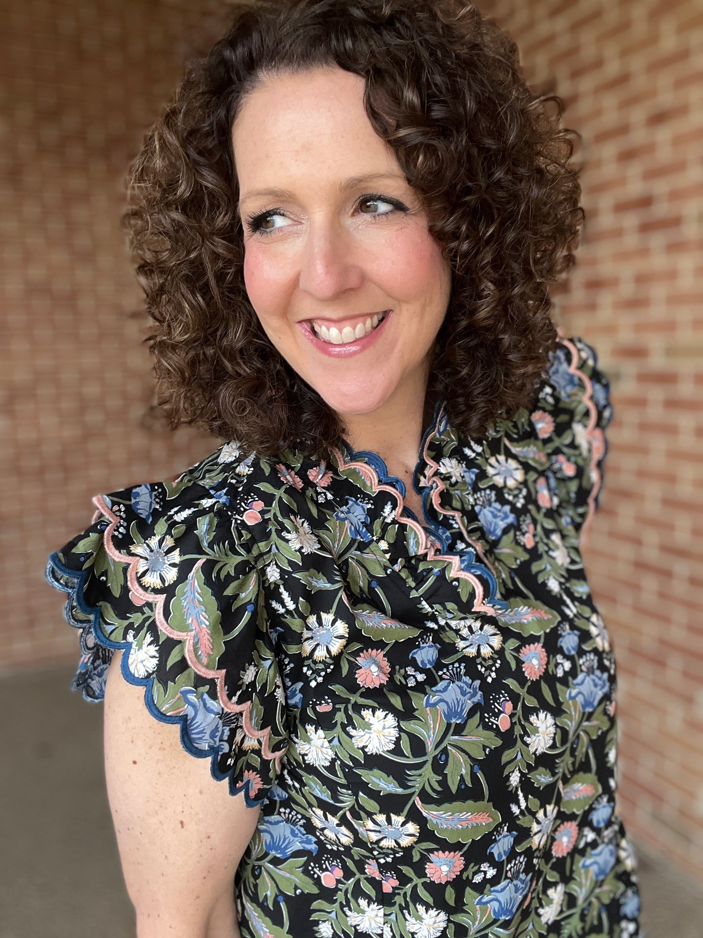 Embroidered Scalloped Edge Floral Top