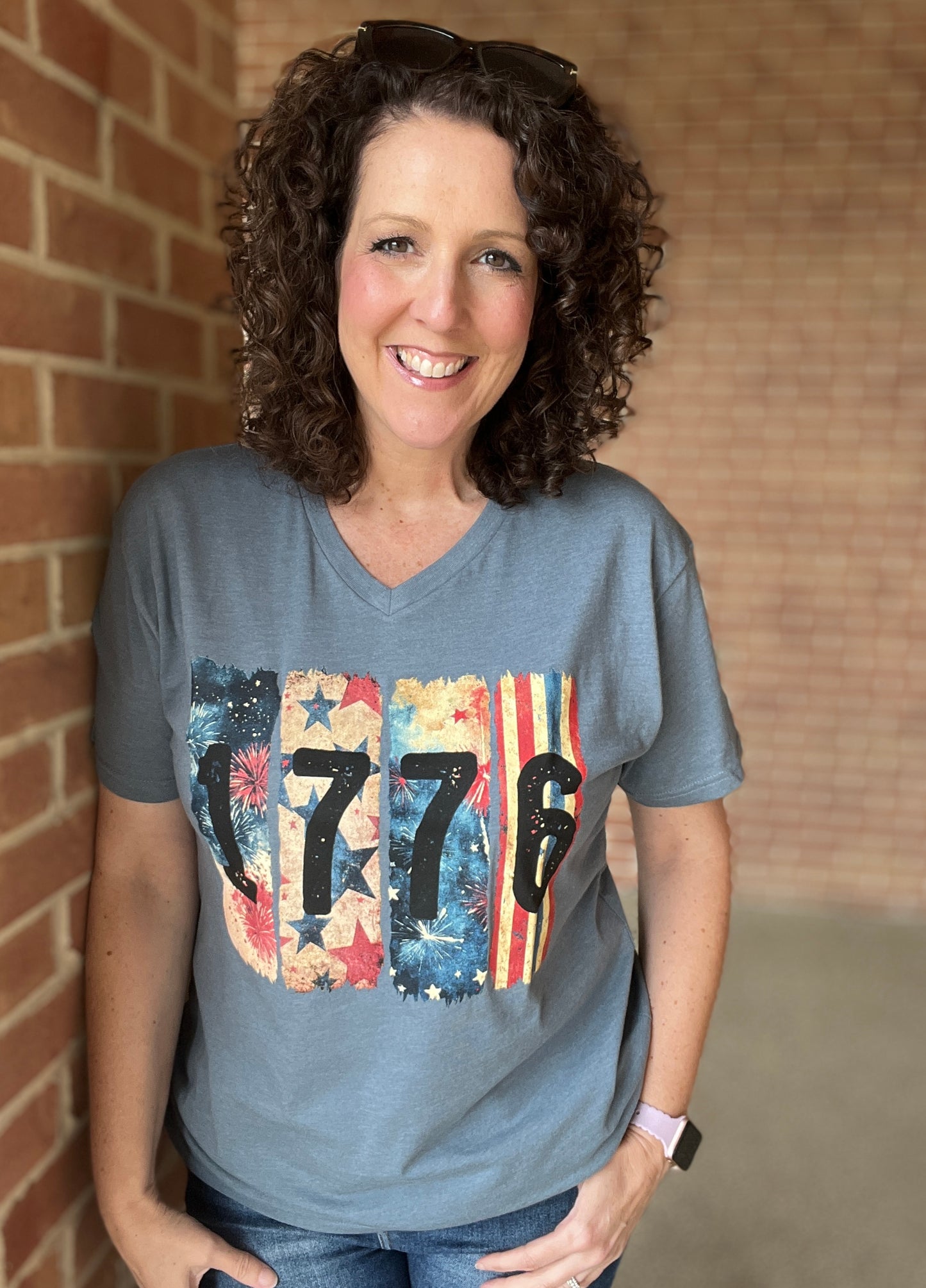 1776 Graphic V Neck Tee