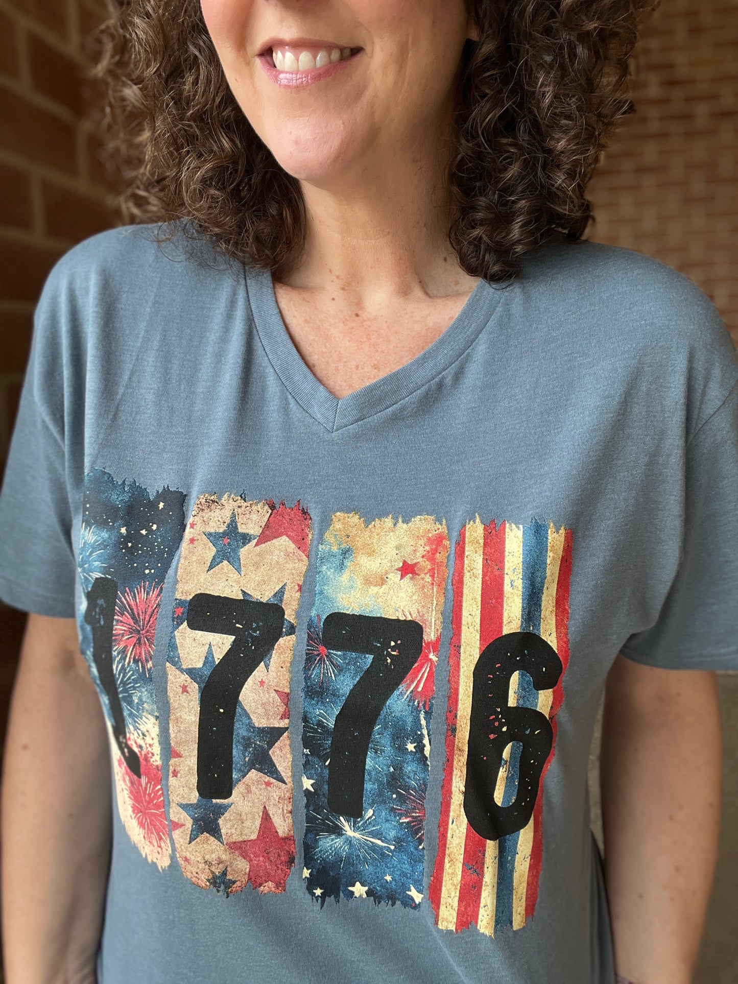 1776 Graphic V Neck Tee