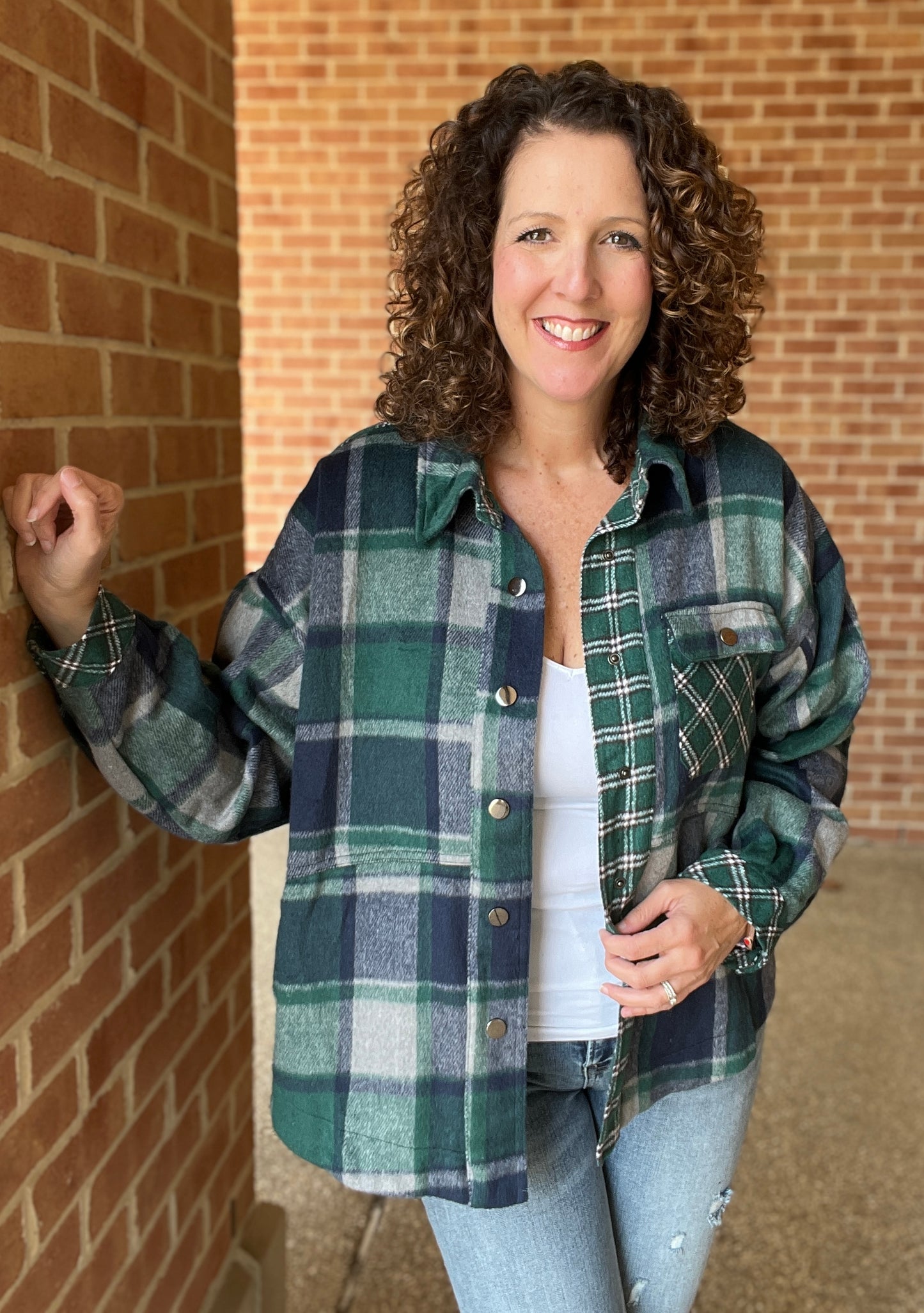 Mixed Plaid Shacket with Chest Pockets