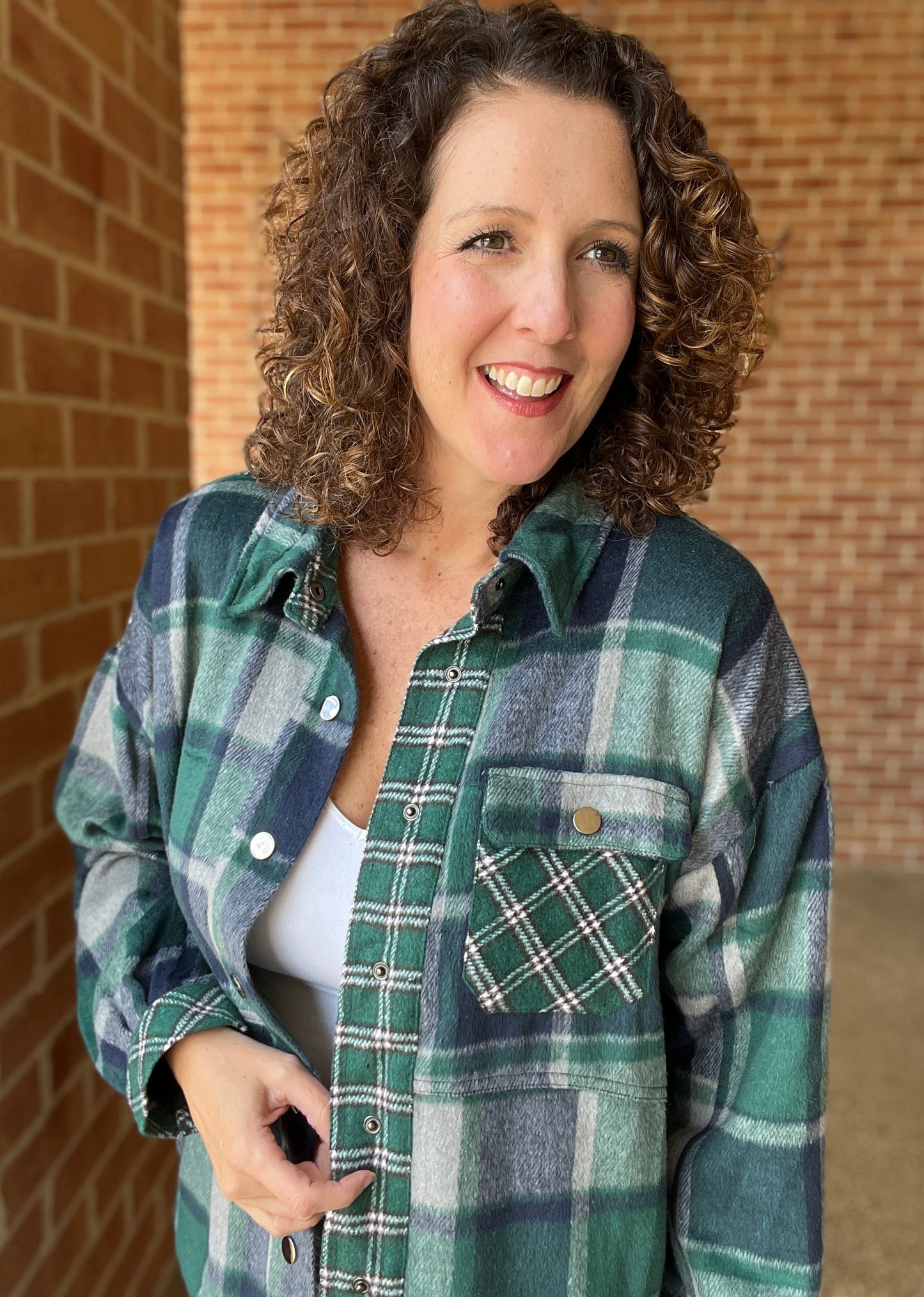 Mixed Plaid Shacket with Chest Pockets