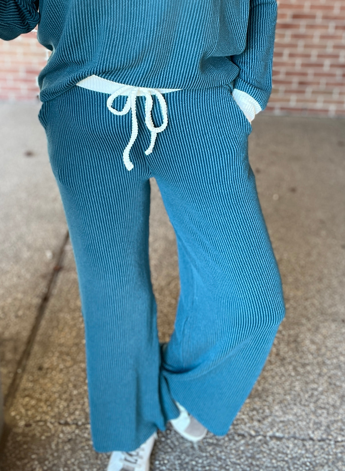 Corded Top and Pants Set with Contrast Trim