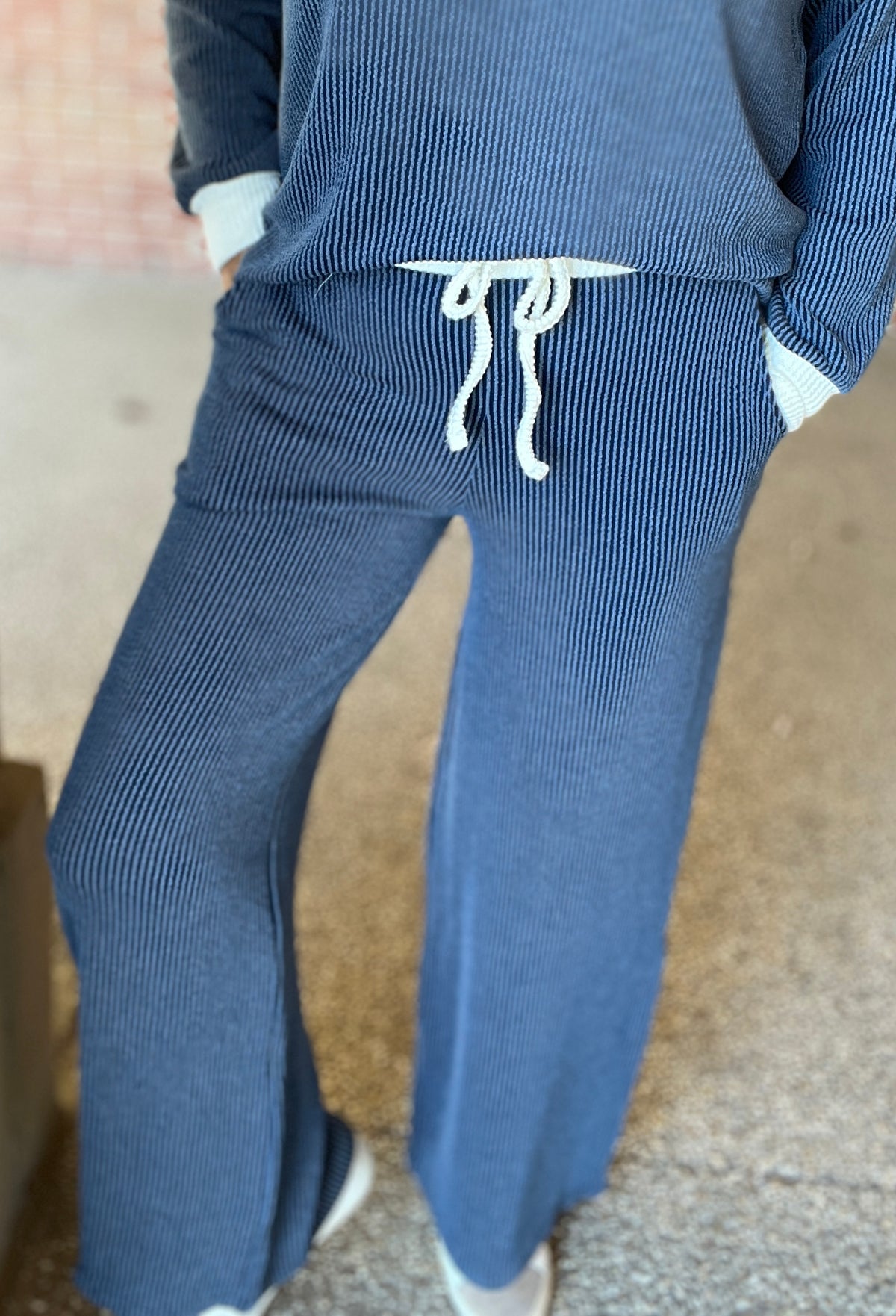 Corded Top and Pants Set with Contrast Trim