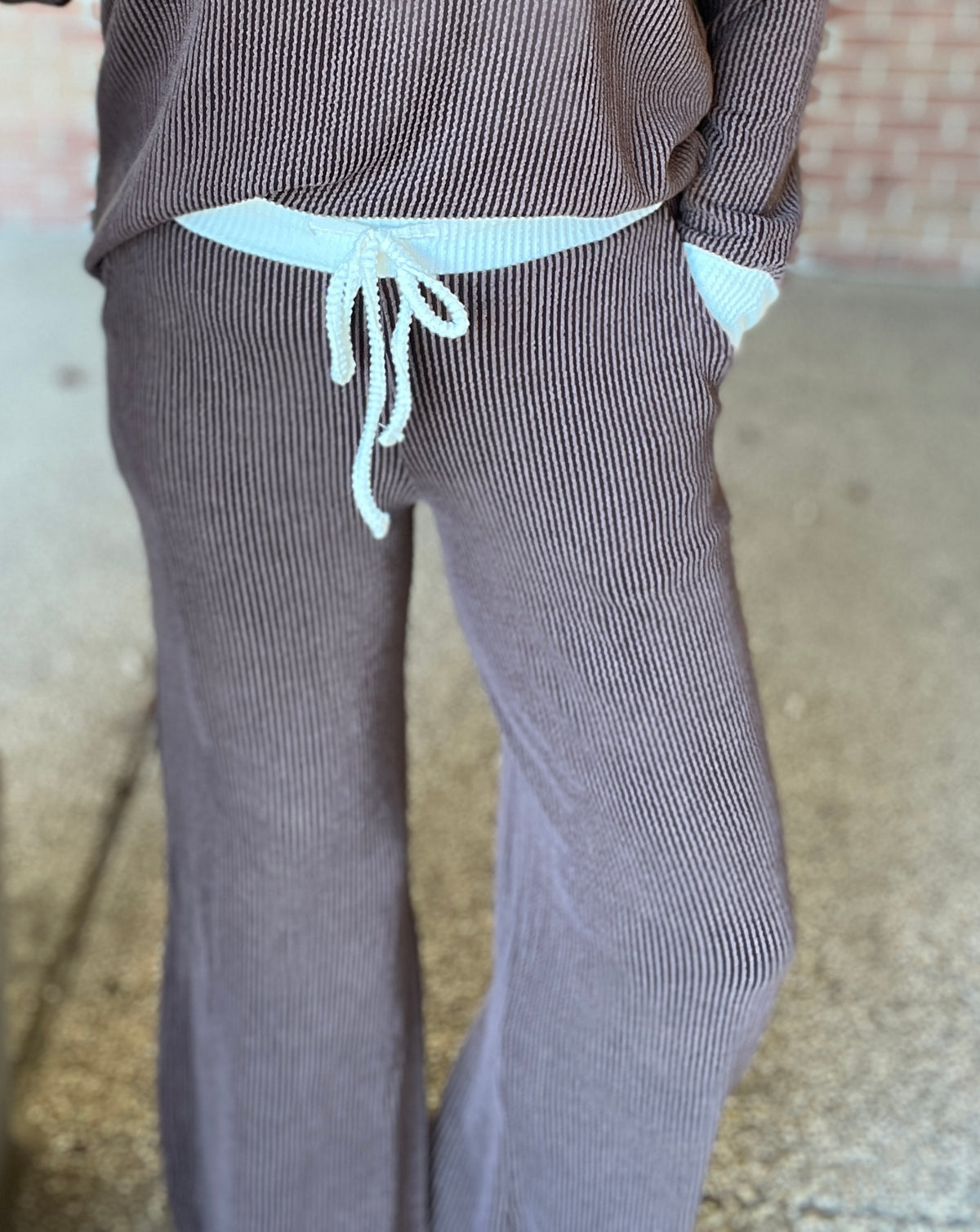 Corded Top and Pants Set with Contrast Trim