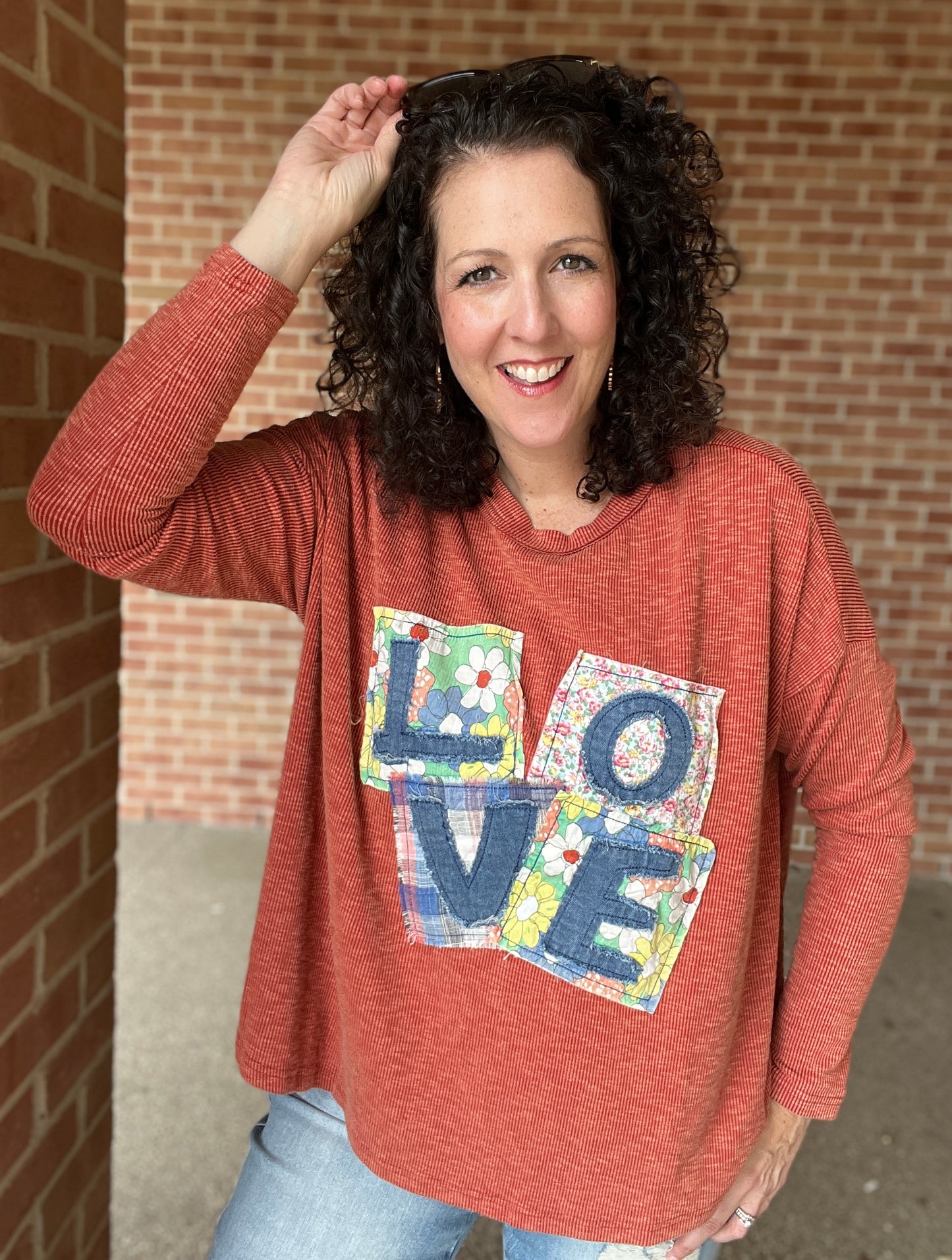 Ribbed Love Patch Top