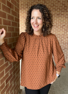 Swiss Dot Top with Smocked Cuffs
