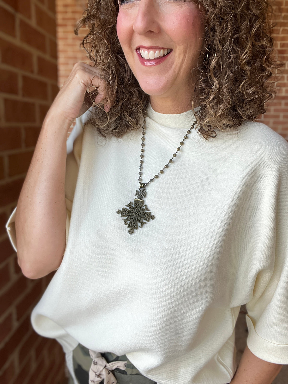 Mock Neck Dolman 3/4 Sleeve Sweater