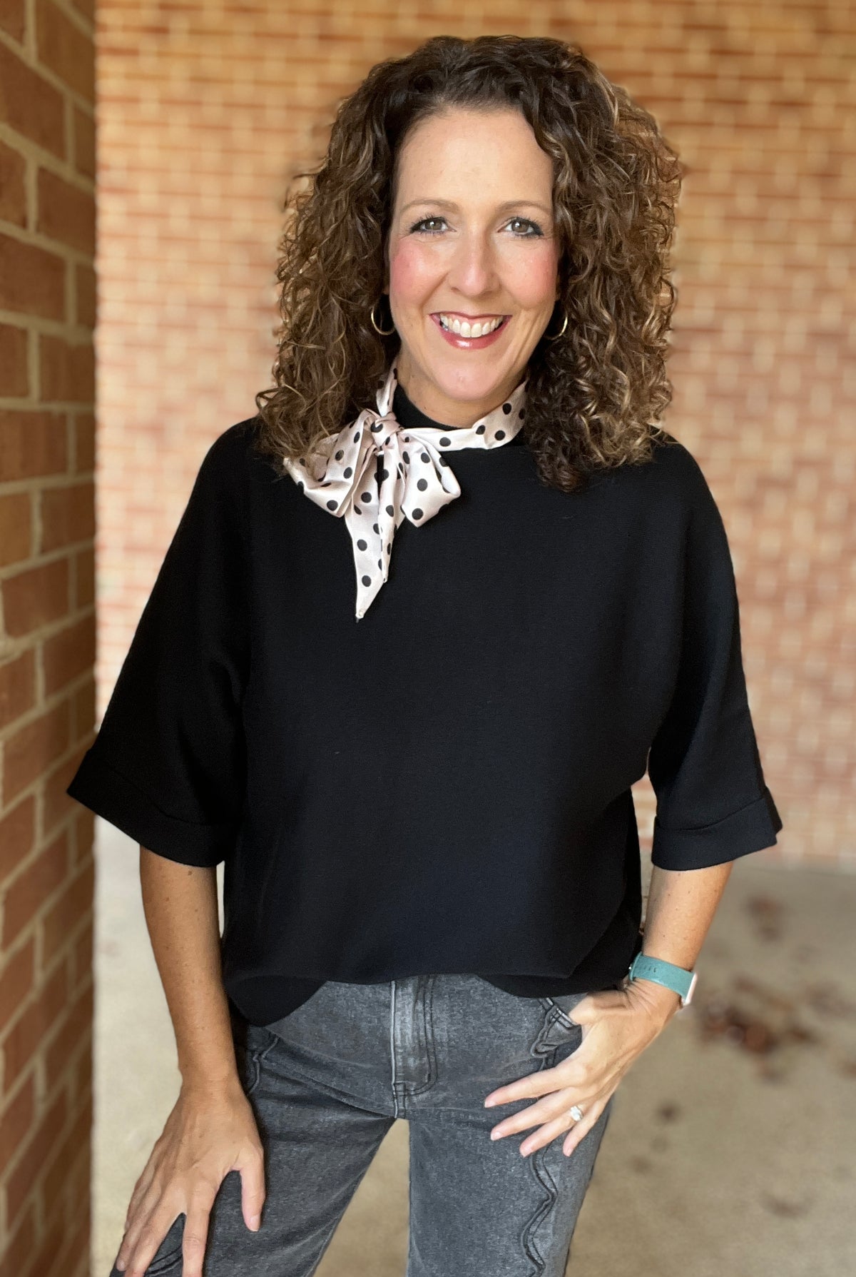 Mock Neck Dolman 3/4 Sleeve Sweater