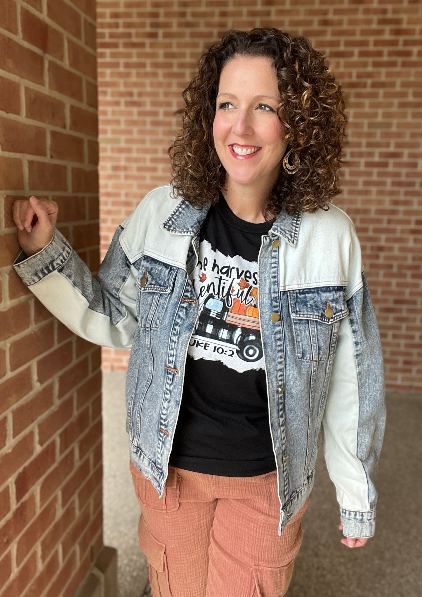 Two-Tone Washed Denim Jacket