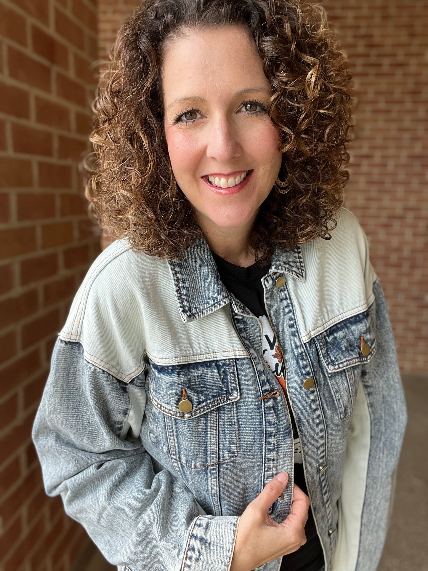 Two-Tone Washed Denim Jacket