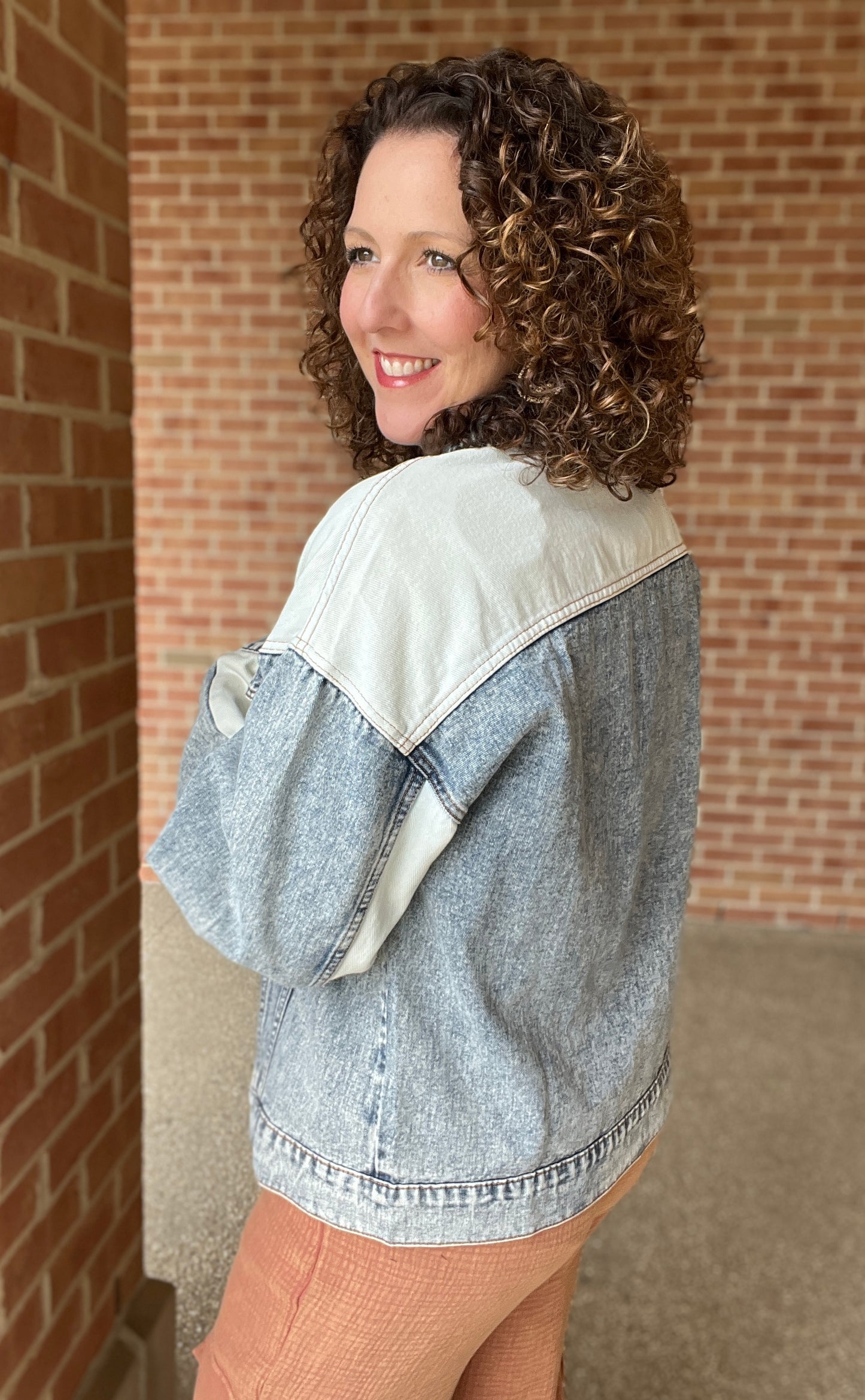 Two-Tone Washed Denim Jacket