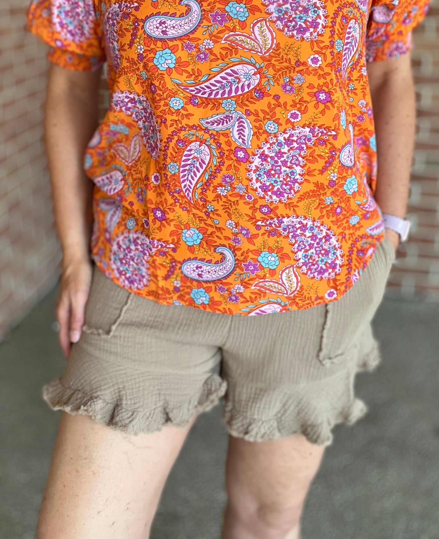 Ruffled Cotton Gauze Shorts