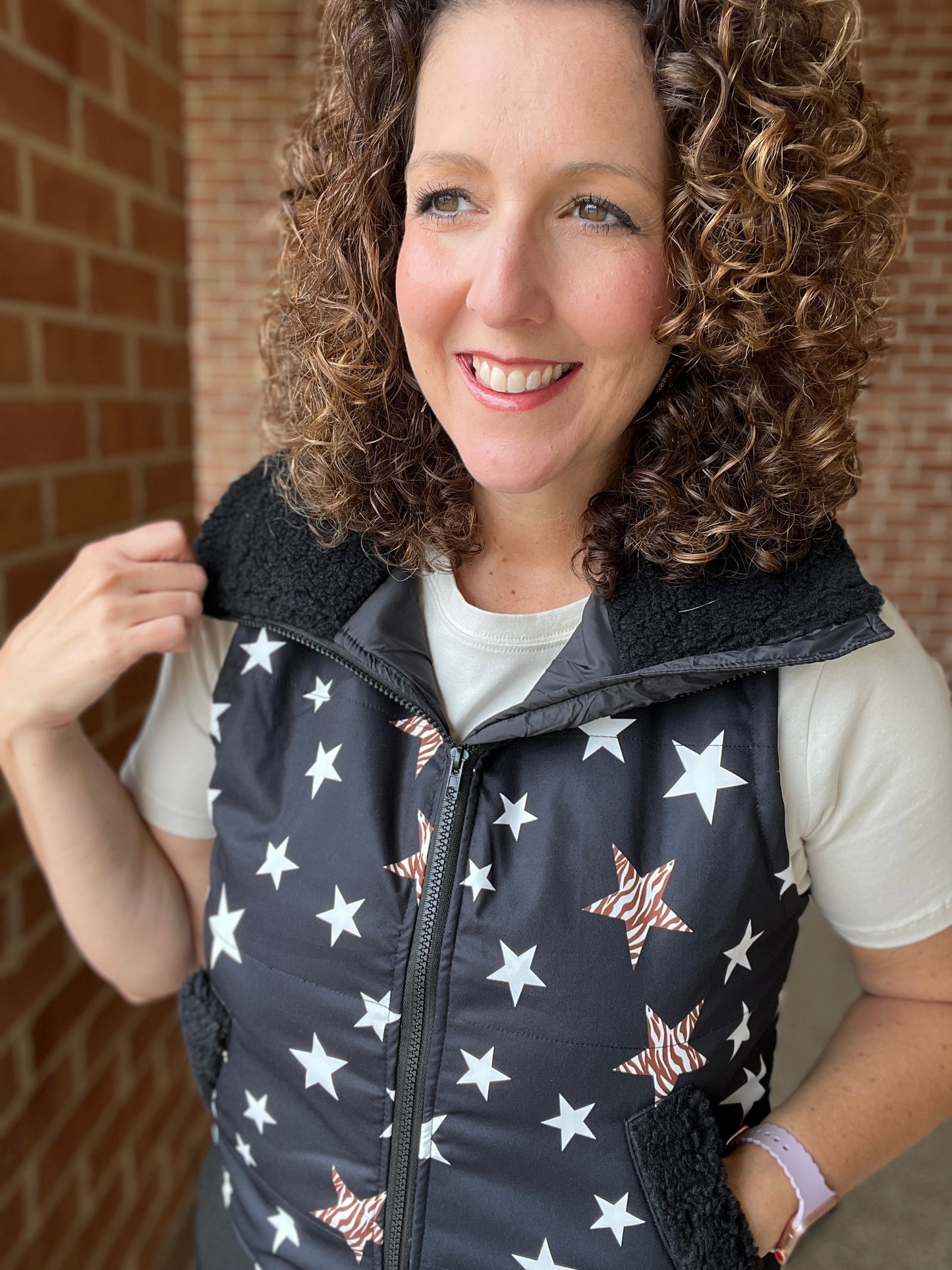 Star Vest with Sherpa Trim