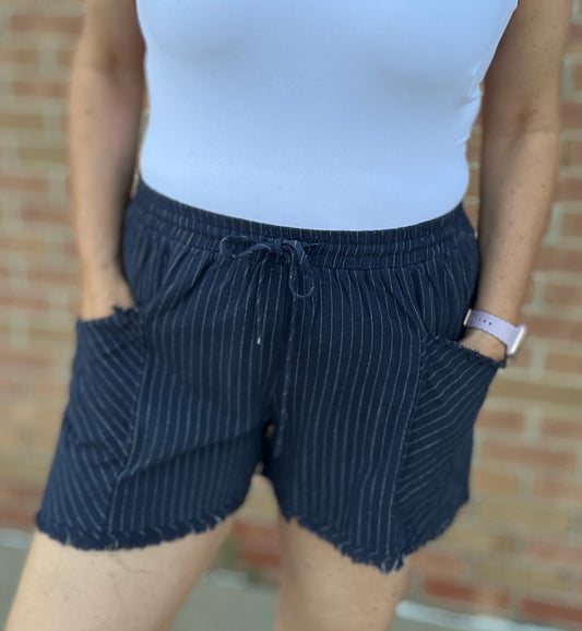 Pinstripe Linen Shorts