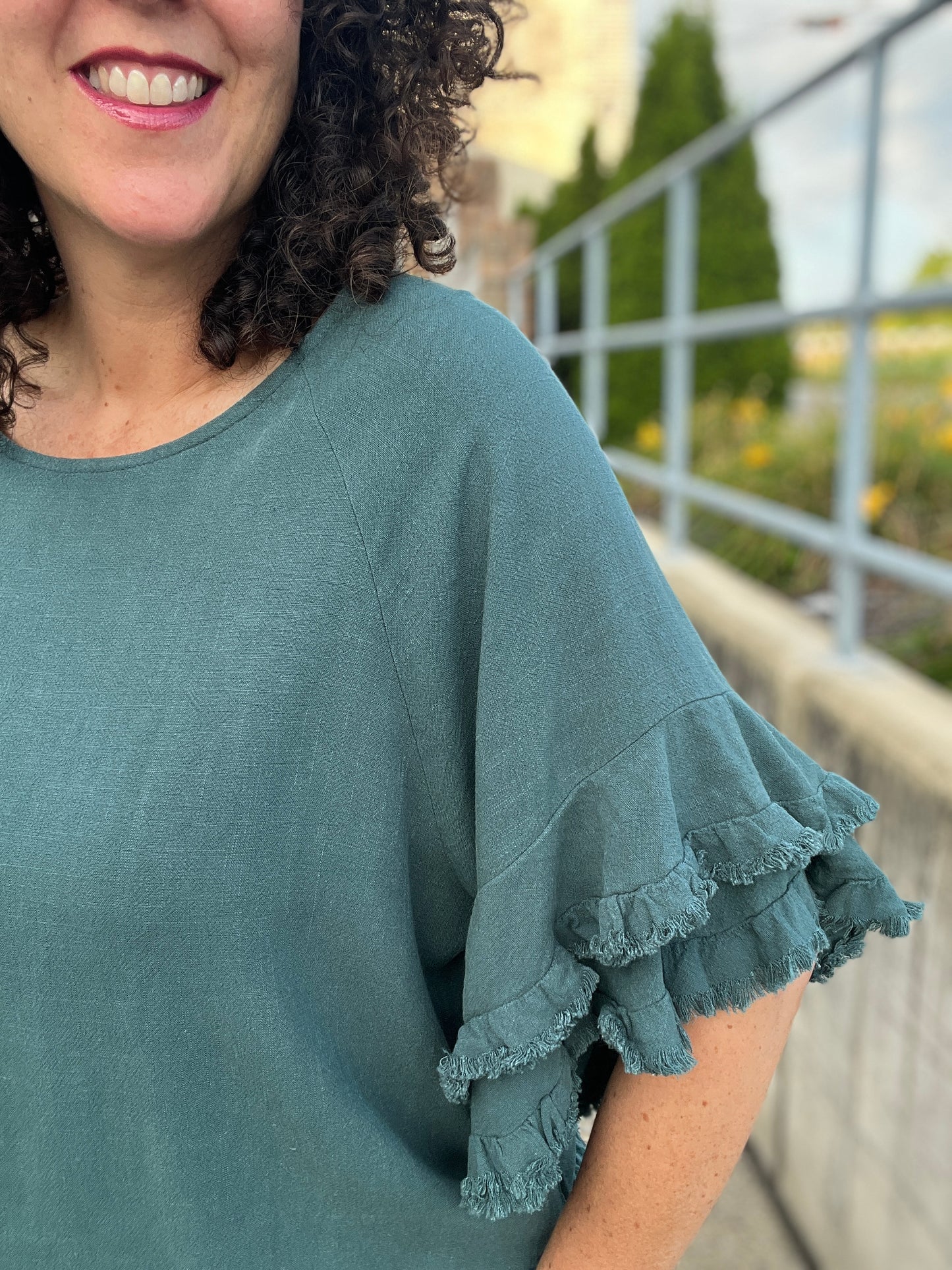 Ruffled Edge Linen Top