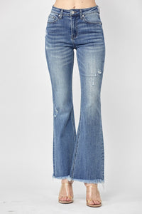 RISEN Vintage Wash Frayed Hem Bootcut Jeans